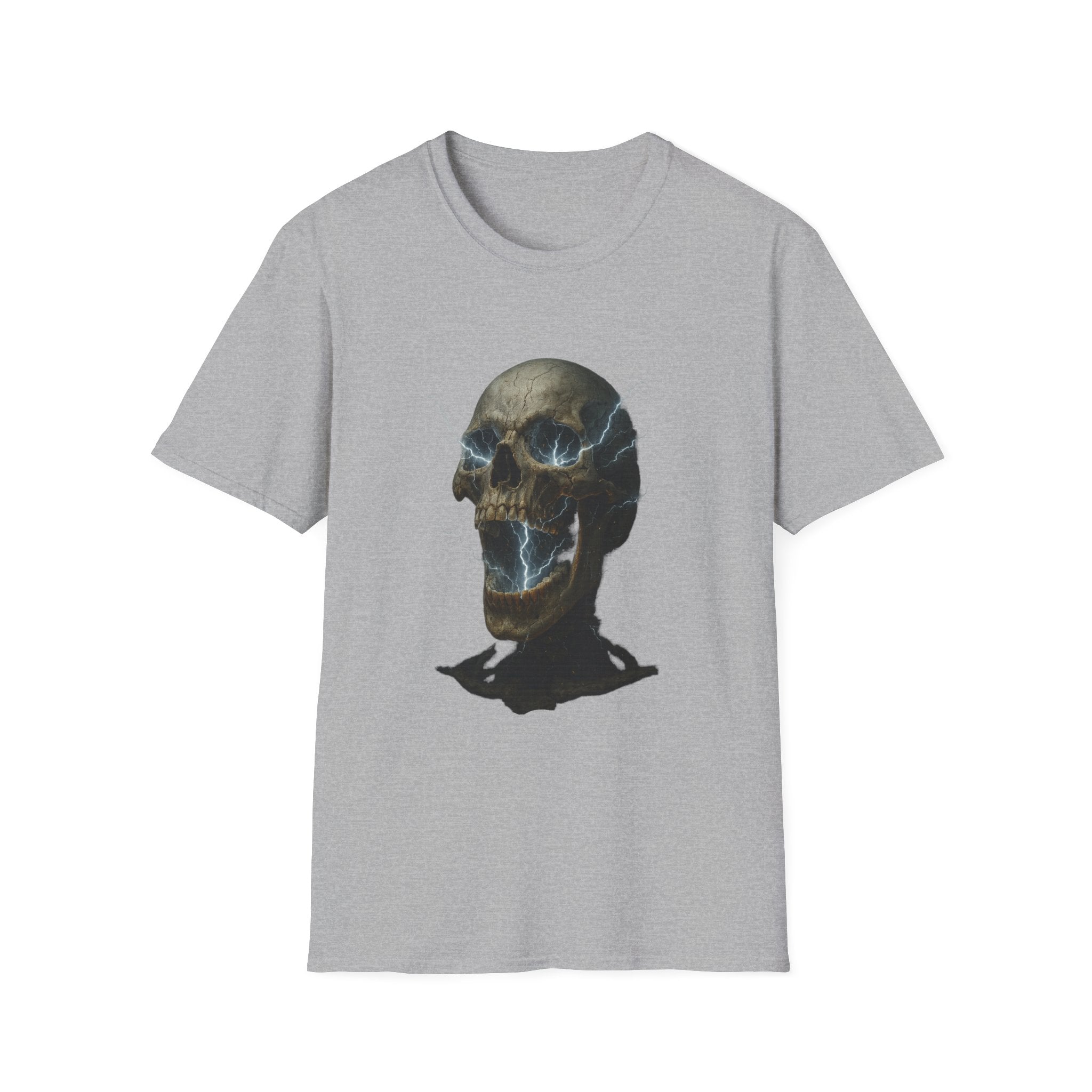 Funny Mens Electric Skull T-Shirt Classic Short Sleeve Shirt Apparel Clothing