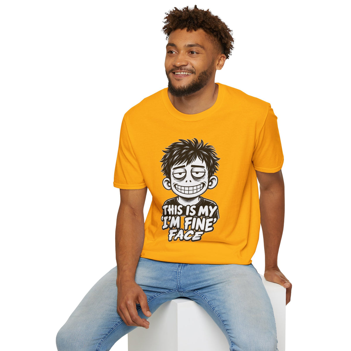 Funny Dark Humor Shirt This Is My I'm Fine Face Funny Office Tee Unique Gift