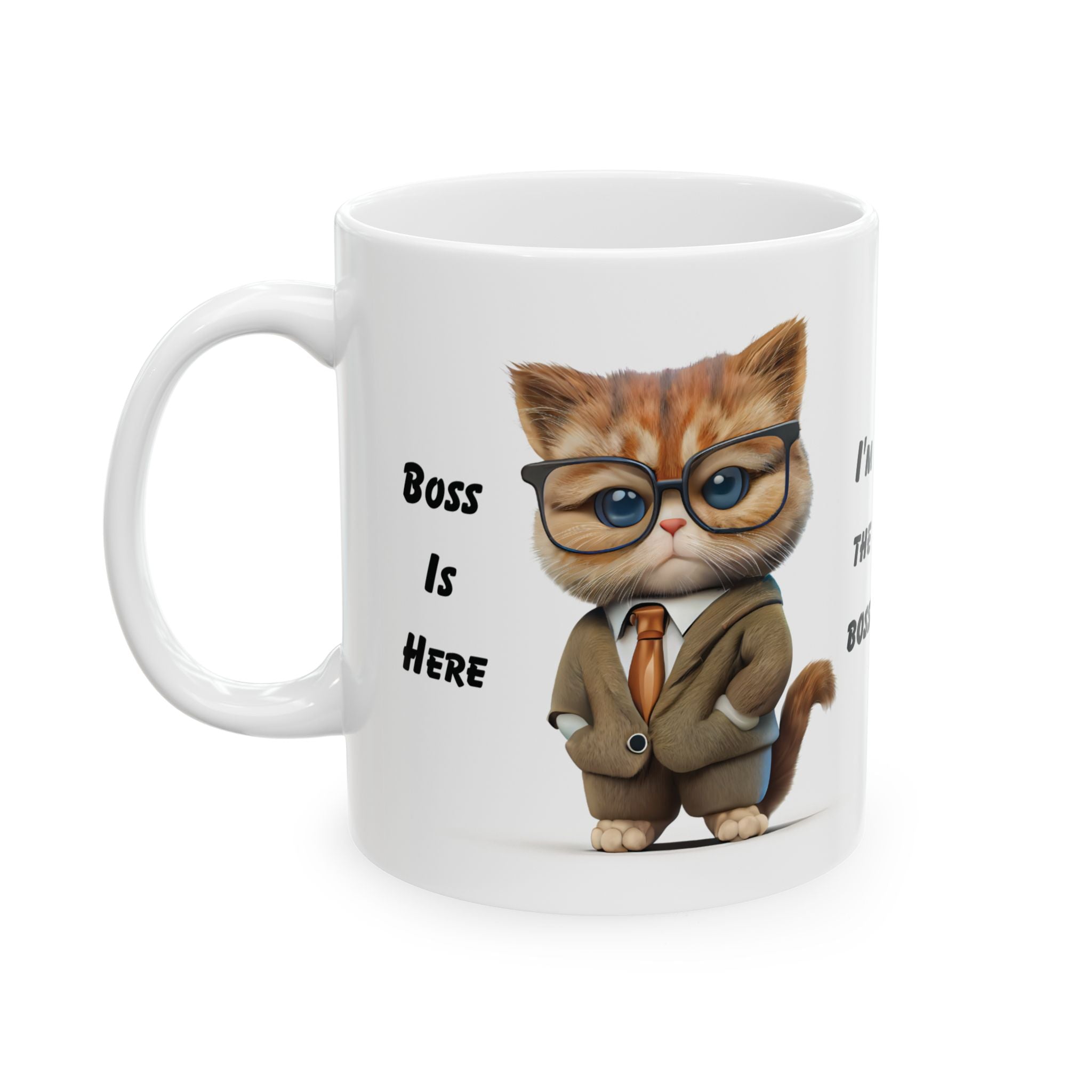 Funny Kitty Boss Cat Mug Coffee Grumpy Mug Cat Adorable 3D Cat Print Cup 11oz