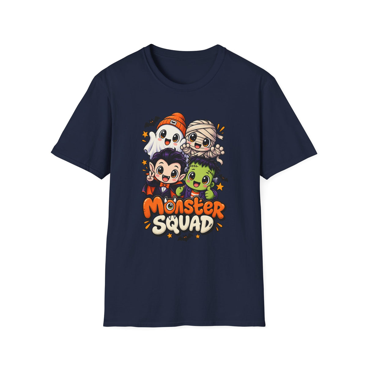 Funny Monster Squad Shirt | Cute Kawaii Halloween Tee | Ghost Mummy Vampire Frankenstein Graphic T-Shirt