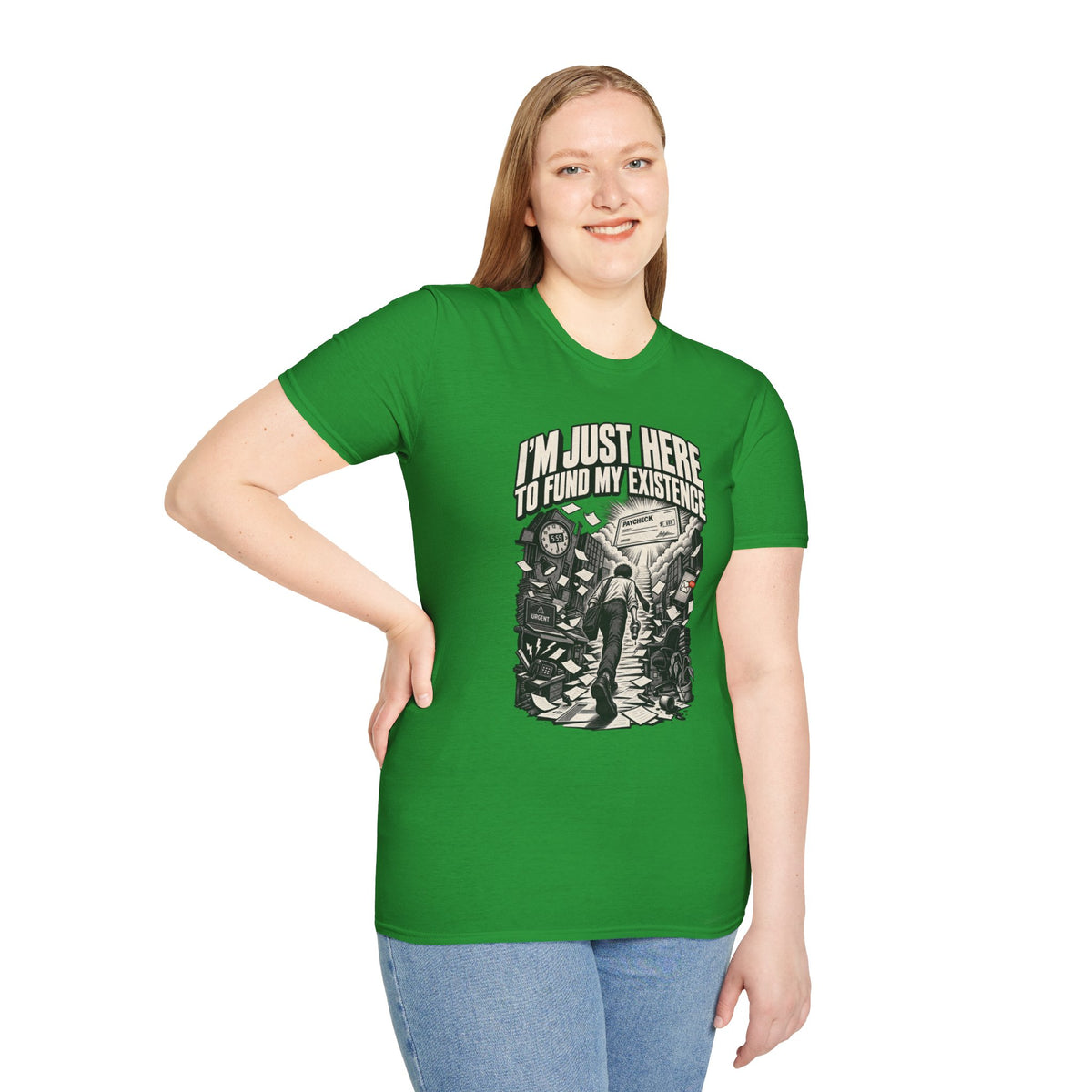 Funny Dark Humor Tshirt — Funny Office Tshirt Dark Humor Graphic Tee Unique Coworker Gift I'M JUST HERE TO FUND MY EXISTENCE Shirt