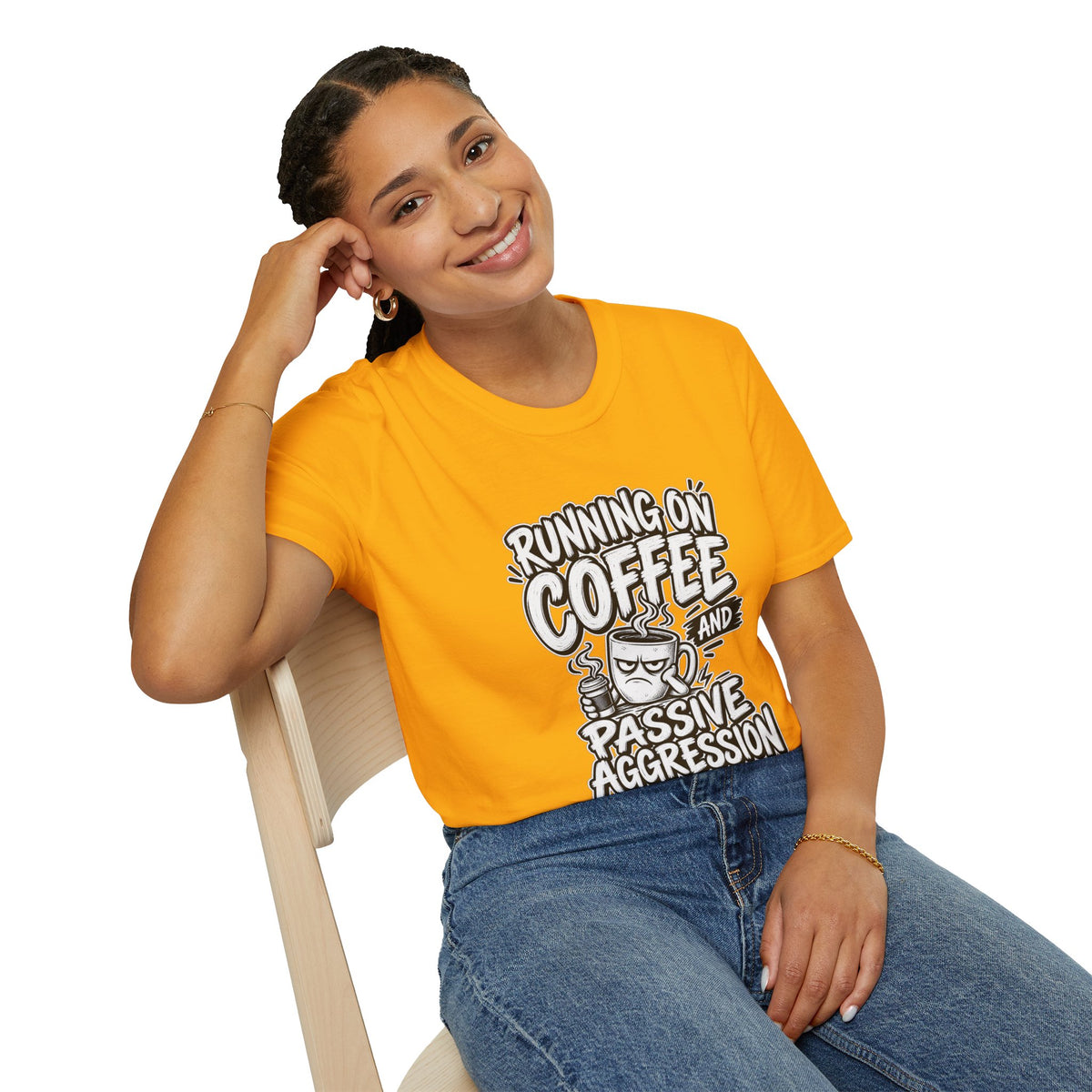 Funny Dark Humor Tshirt — Funny Office Tshirt Dark Humor Graphic Tee Unique Coworker Gift  RUNNING ON COFFEE AND PASSIVE AGGRESSION Shirt