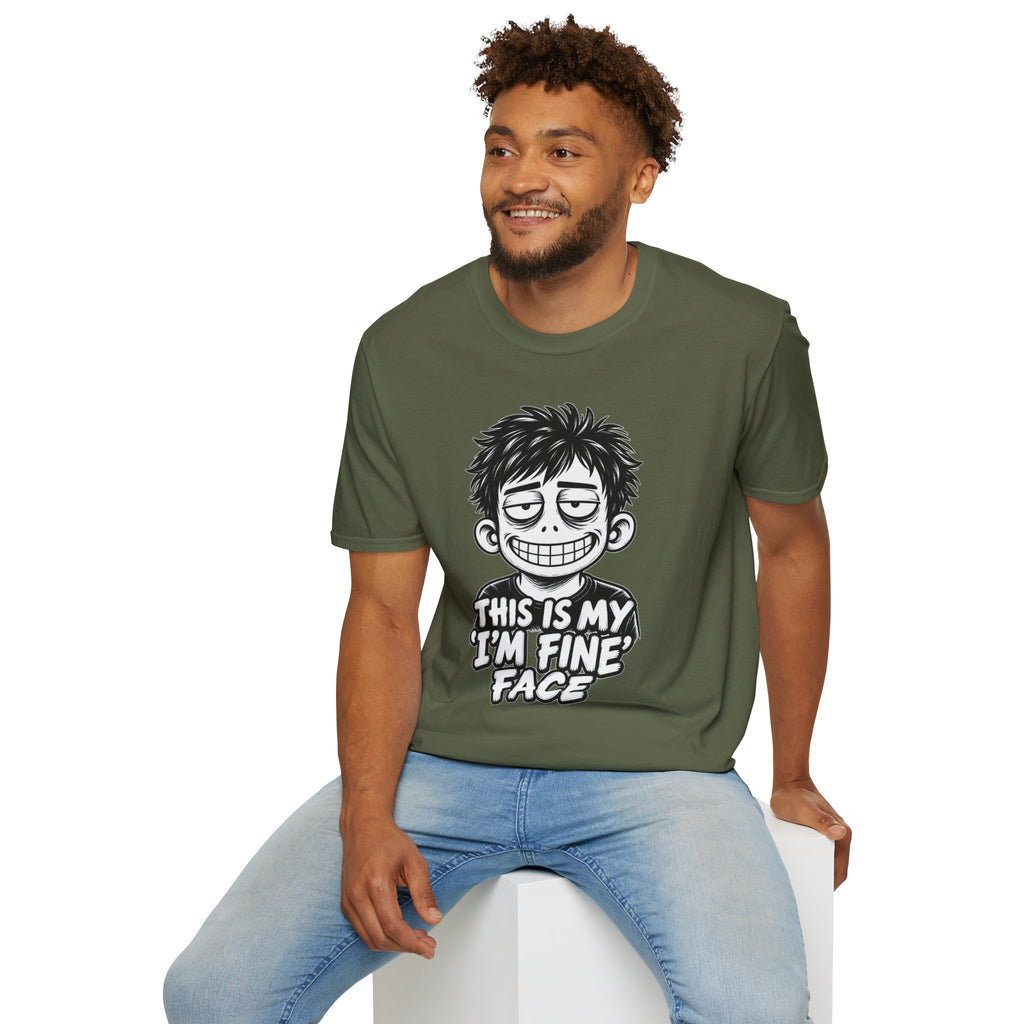 Funny Dark Humor Shirt This Is My I'm Fine Face Funny Office Tee Unique Gift