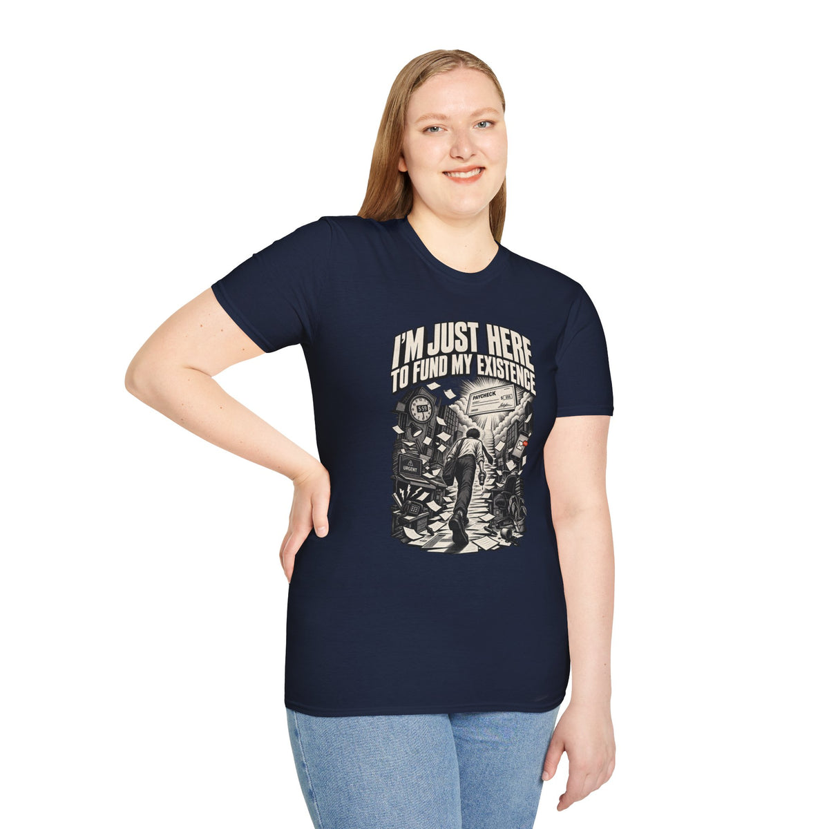 Funny Dark Humor Tshirt — Funny Office Tshirt Dark Humor Graphic Tee Unique Coworker Gift I'M JUST HERE TO FUND MY EXISTENCE Shirt