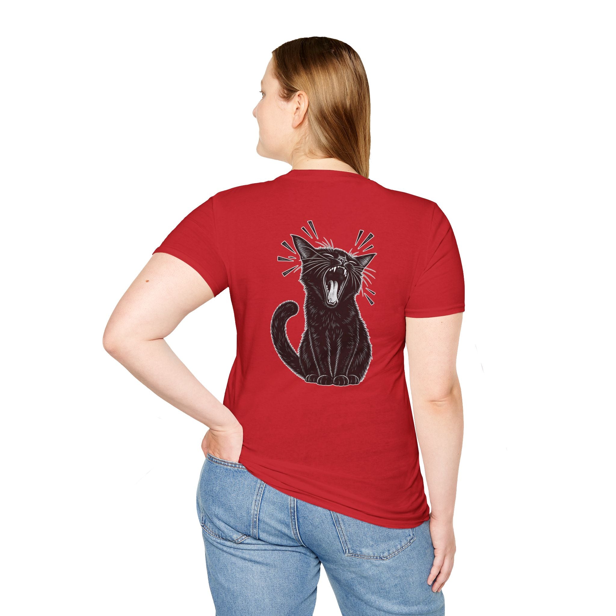 Black Cat Shirt Funny Yawn Comic Style Cat Lover Graphic Tee Unique Gift Black Cat T shirt