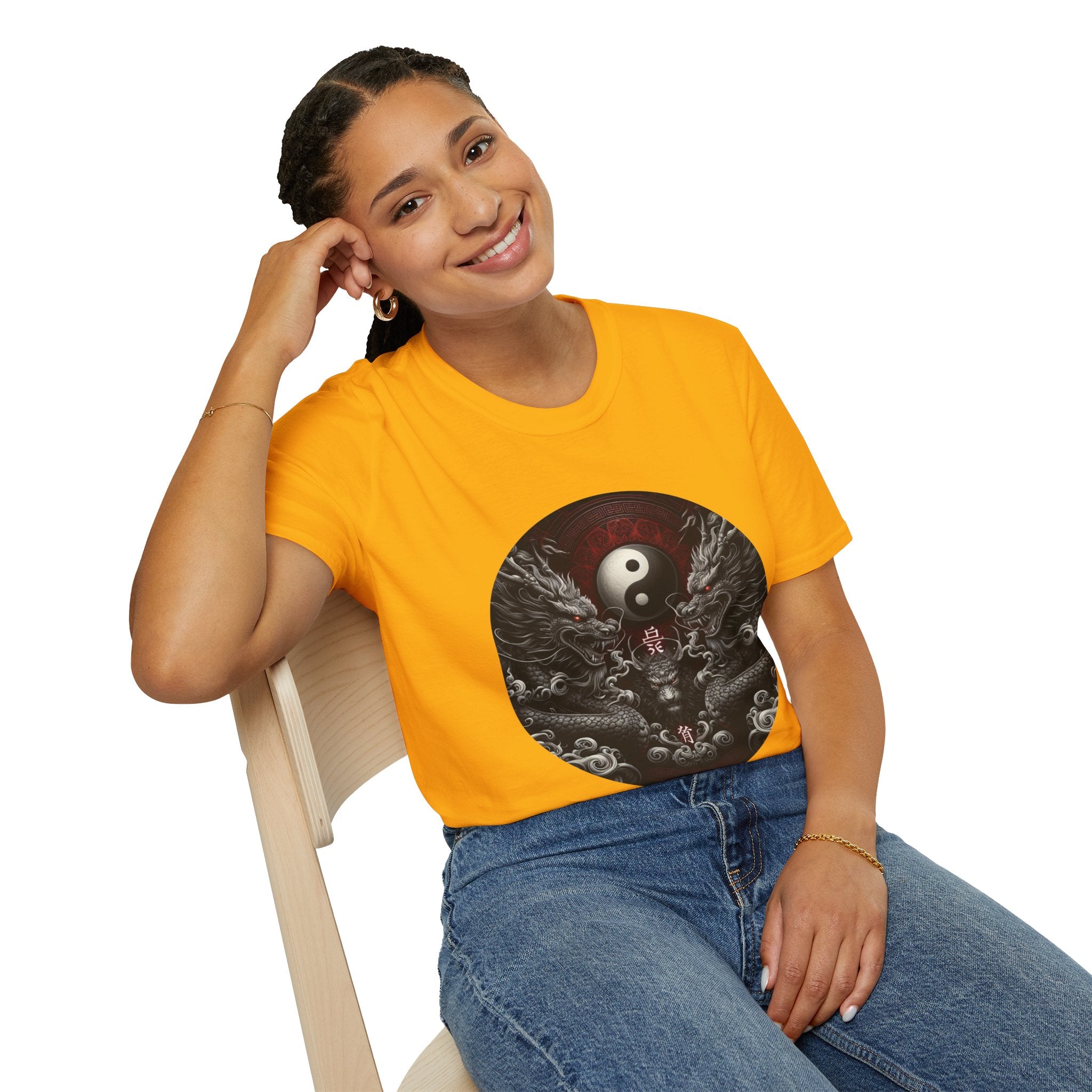 Dragon T-shirt Men Women Graphic Tee Clothing Apparel Symbol Ying Yang Best Gift