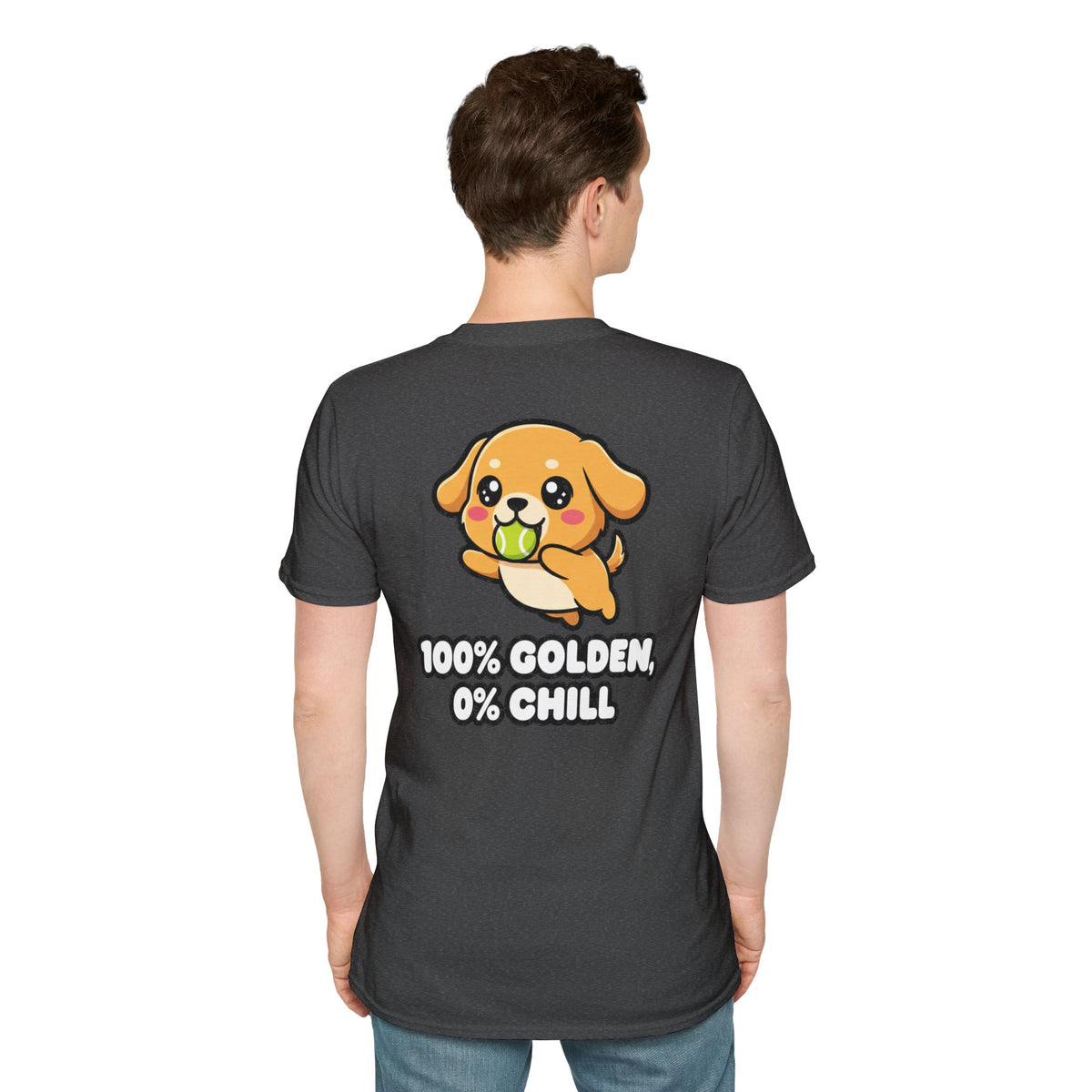 Cute Golden Retriever Shirt 100% Golden, 0% Chill Funny Dog Lover Unisex Softstyle Tee Gift