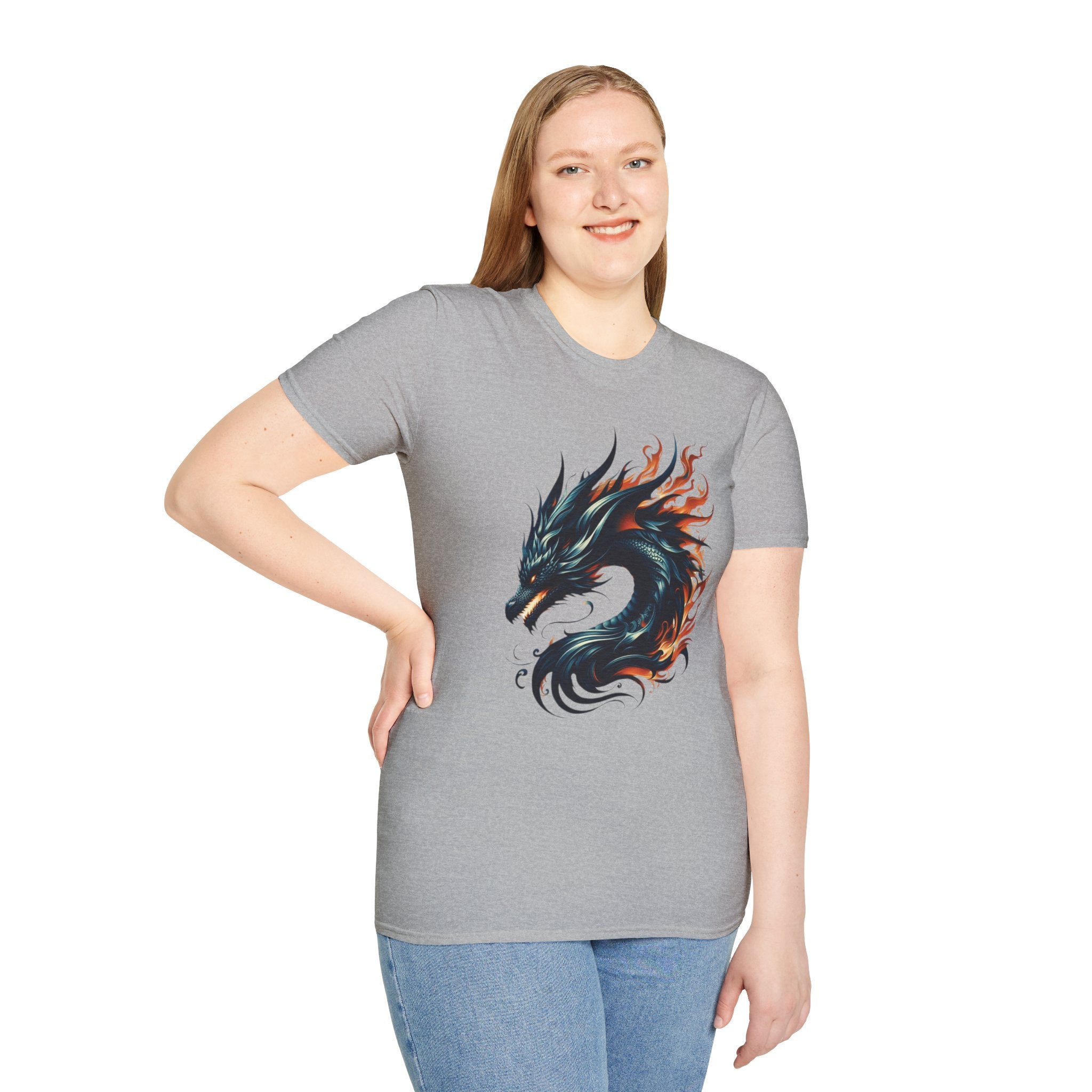 Dragon T-shirt Mens Graphic Tee Clothing Apparel Chinese Symbol Unisex Softstyle