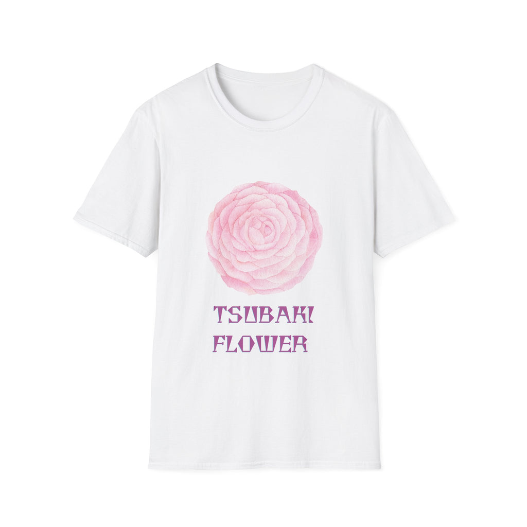 Tsubaki Japanese Camellia Unisex Softstyle T-Shirt Gift Cotton Japan Art Flower