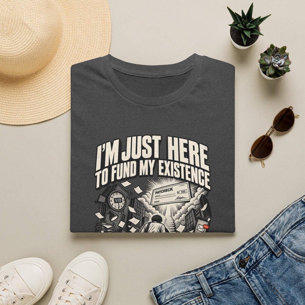 Funny Dark Humor Tshirt — Funny Office Tshirt Dark Humor Graphic Tee Unique Coworker Gift I'M JUST HERE TO FUND MY EXISTENCE Shirt