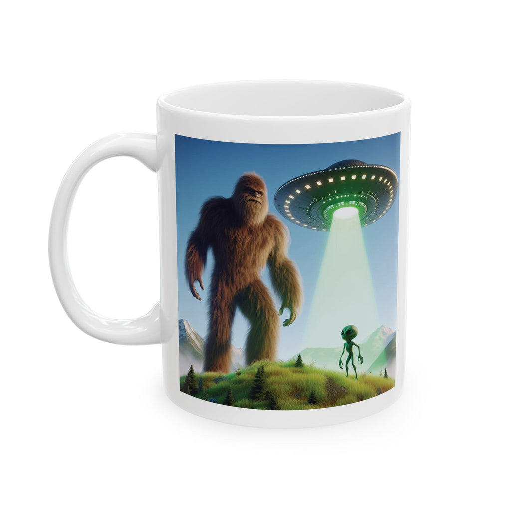 Funny Coffee Cup Bigfoot Alien Mug 11 oz Sasquatch Gift Kids Cute Ceramic Mug