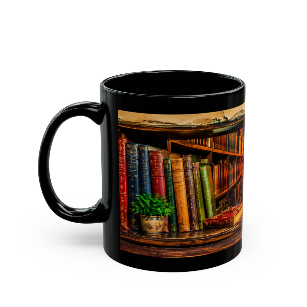 Funny 3D Bookshelf Mug Library Hole-in-Wall Coffee Cup Book Lover Gift Black Mug