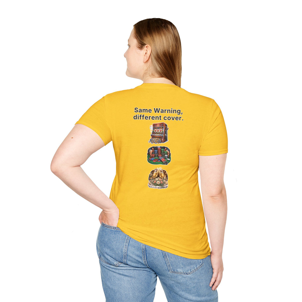 Funny Marriage T-Shirt Same Warning Different Cover Casino Gambling Wedding Humor Shirt Groom Bachelor Party Tee