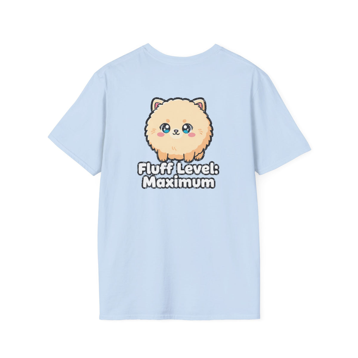Cute Dog Pomeranian Shirt Fluff Level: Maximum Funny Dog Lover Unisex Softstyle Tee Gift