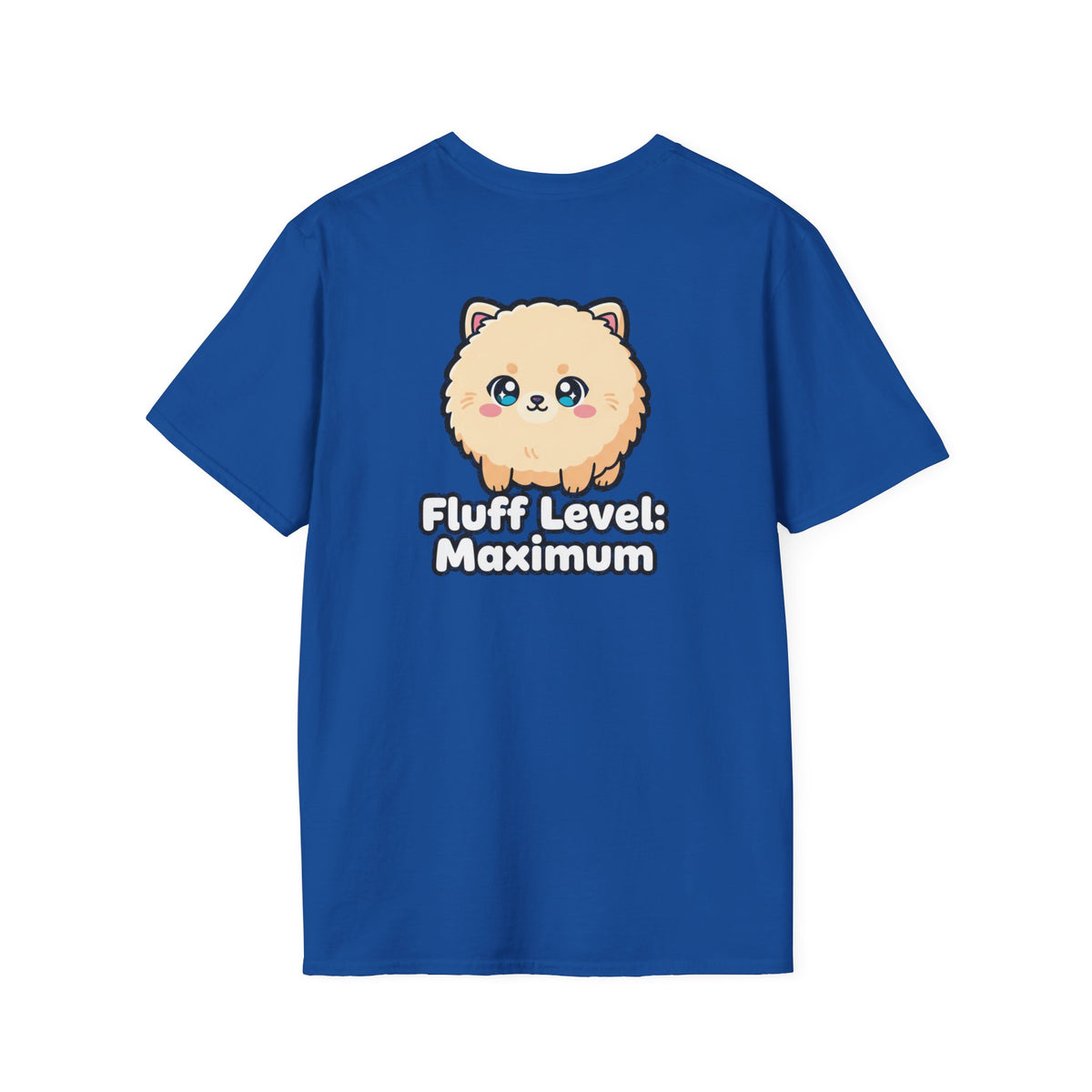 Cute Dog Pomeranian Shirt Fluff Level: Maximum Funny Dog Lover Unisex Softstyle Tee Gift