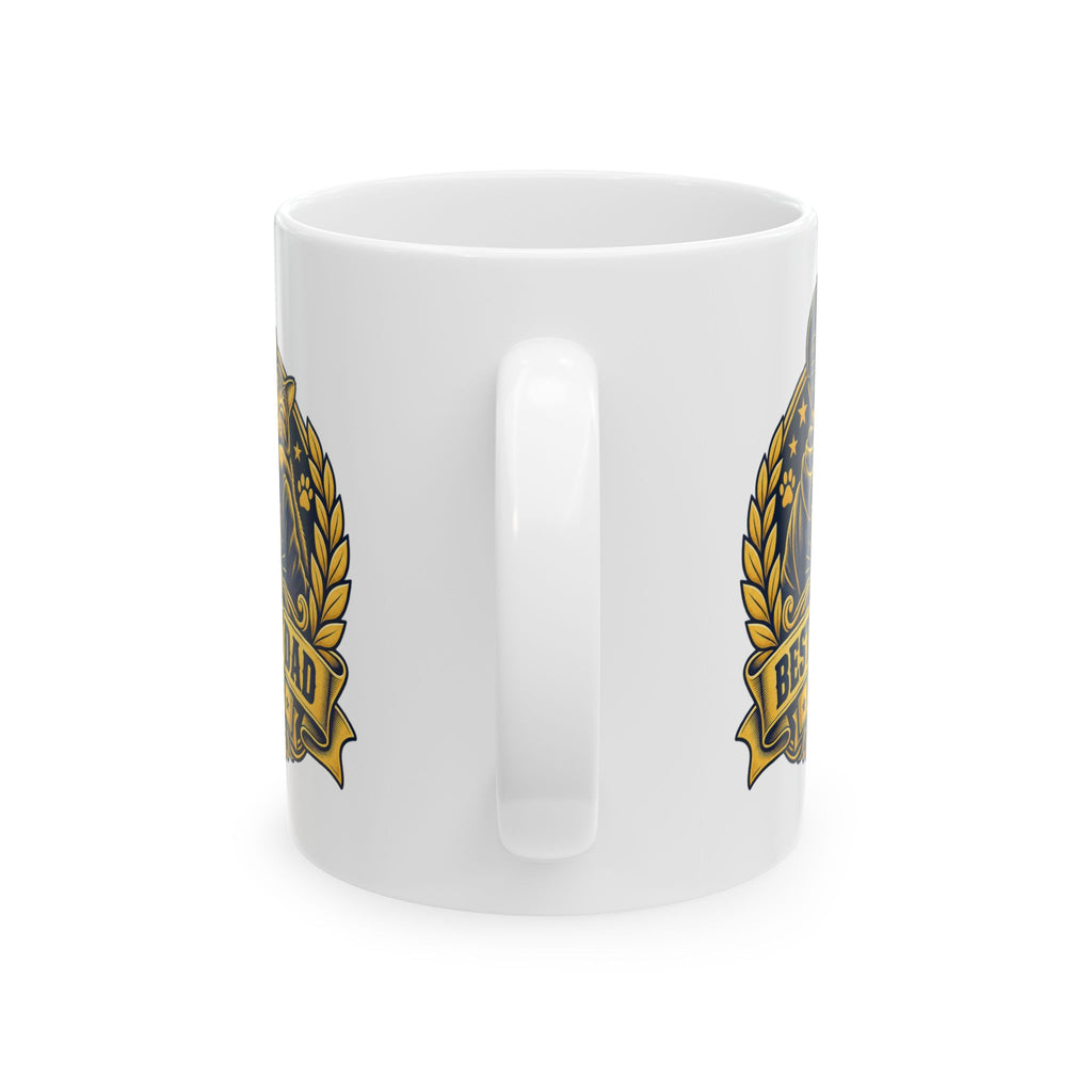 Best Cat Dad Ever Mug Vintage Trophy Badge Coffee Cup Gift Funny Coffee Mug
