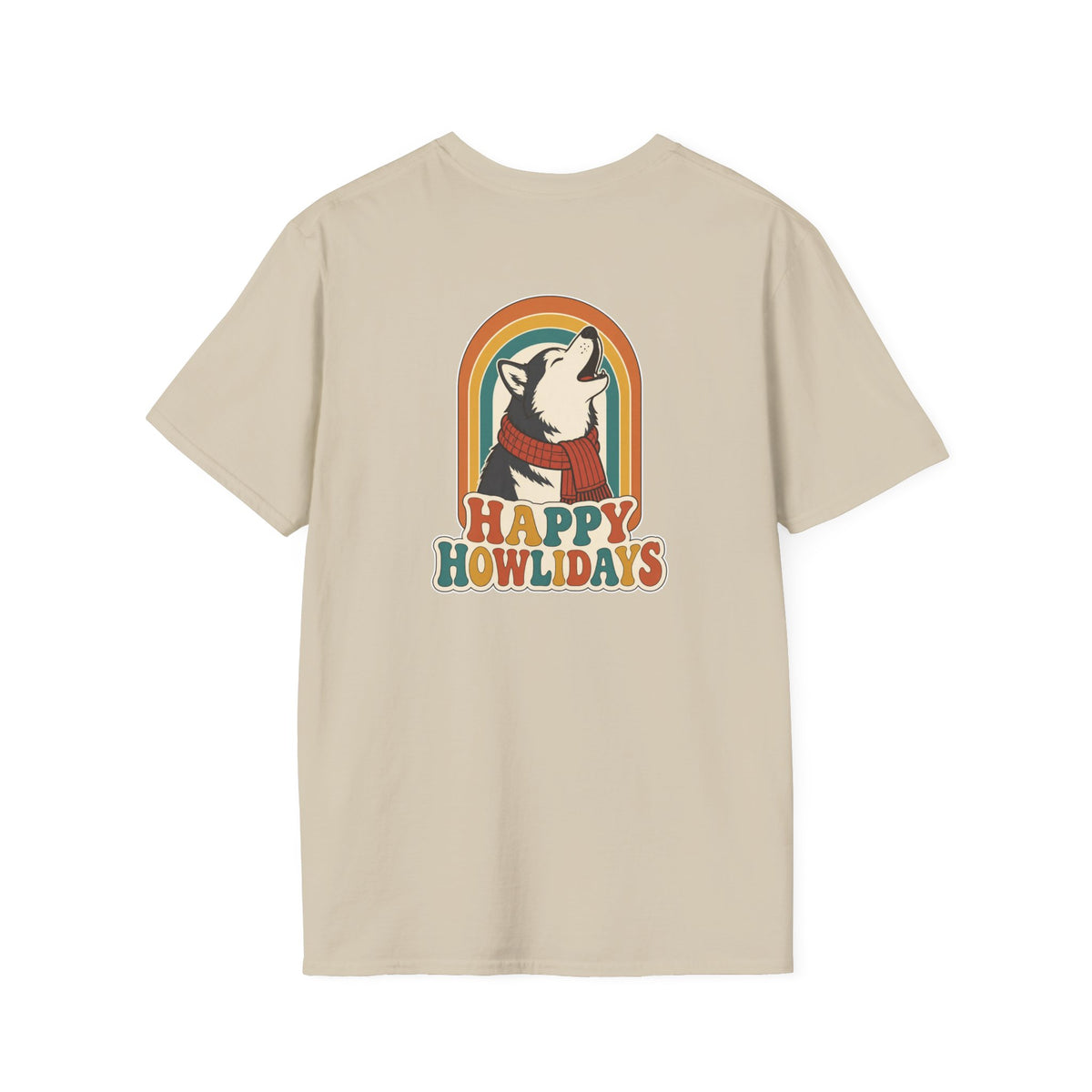 Retro Christmas Dog T-Shirt Happy Howlidays Vintage Dog Lover Shirt Unisex Softstyle Tee Christmas Gift