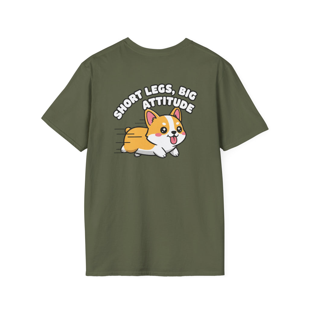 Cute Corgi Shirt Short Legs, Big Attitude Funny Dog Lover Unisex Softstyle Tee Gift