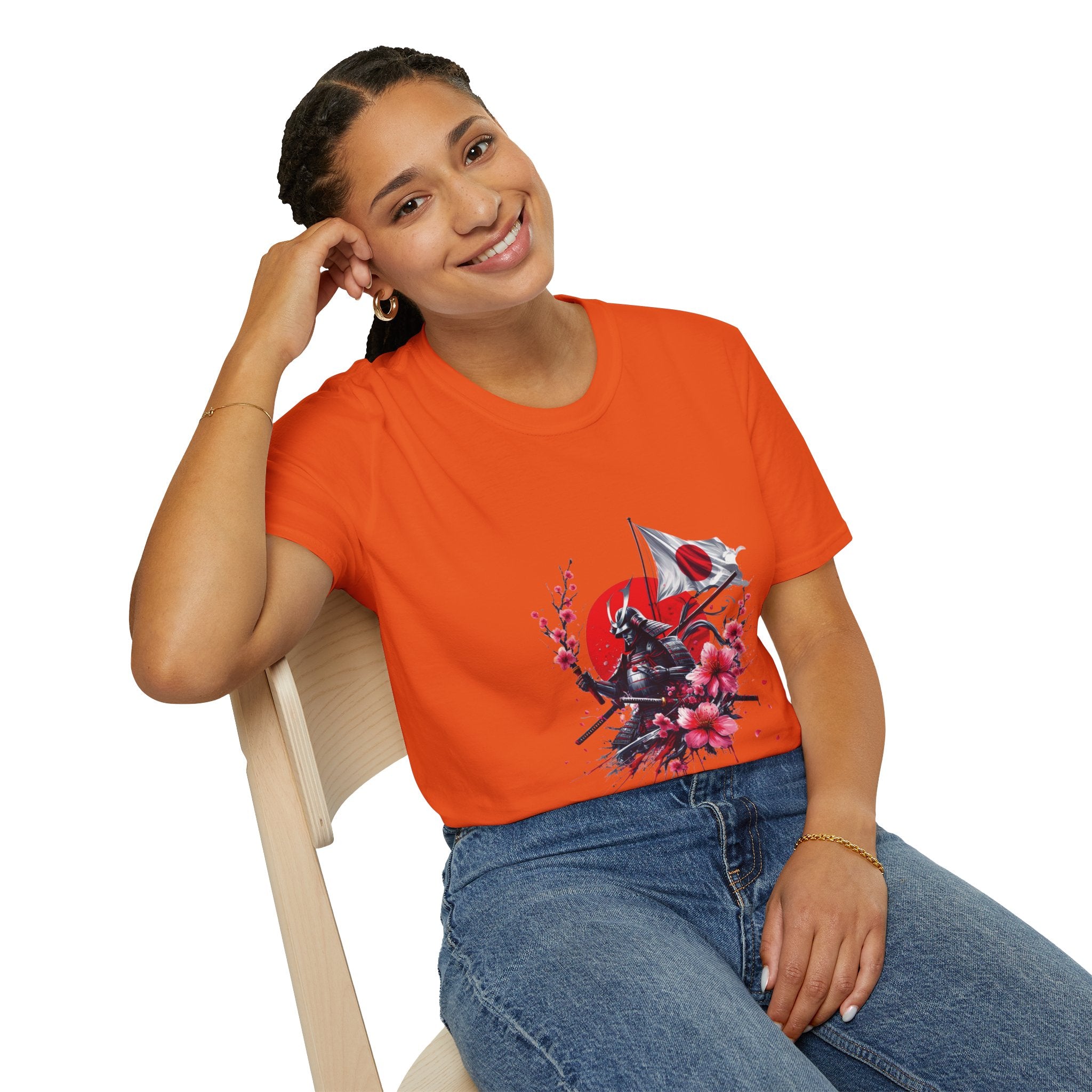 Japan Unisex Softstyle T-Shirt Japanese Art Sakura Samurai Cotton Gift Unique