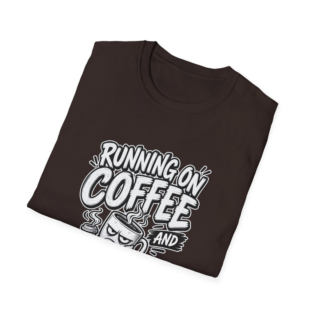 Funny Dark Humor Tshirt — Funny Office Tshirt Dark Humor Graphic Tee Unique Coworker Gift  RUNNING ON COFFEE AND PASSIVE AGGRESSION Shirt