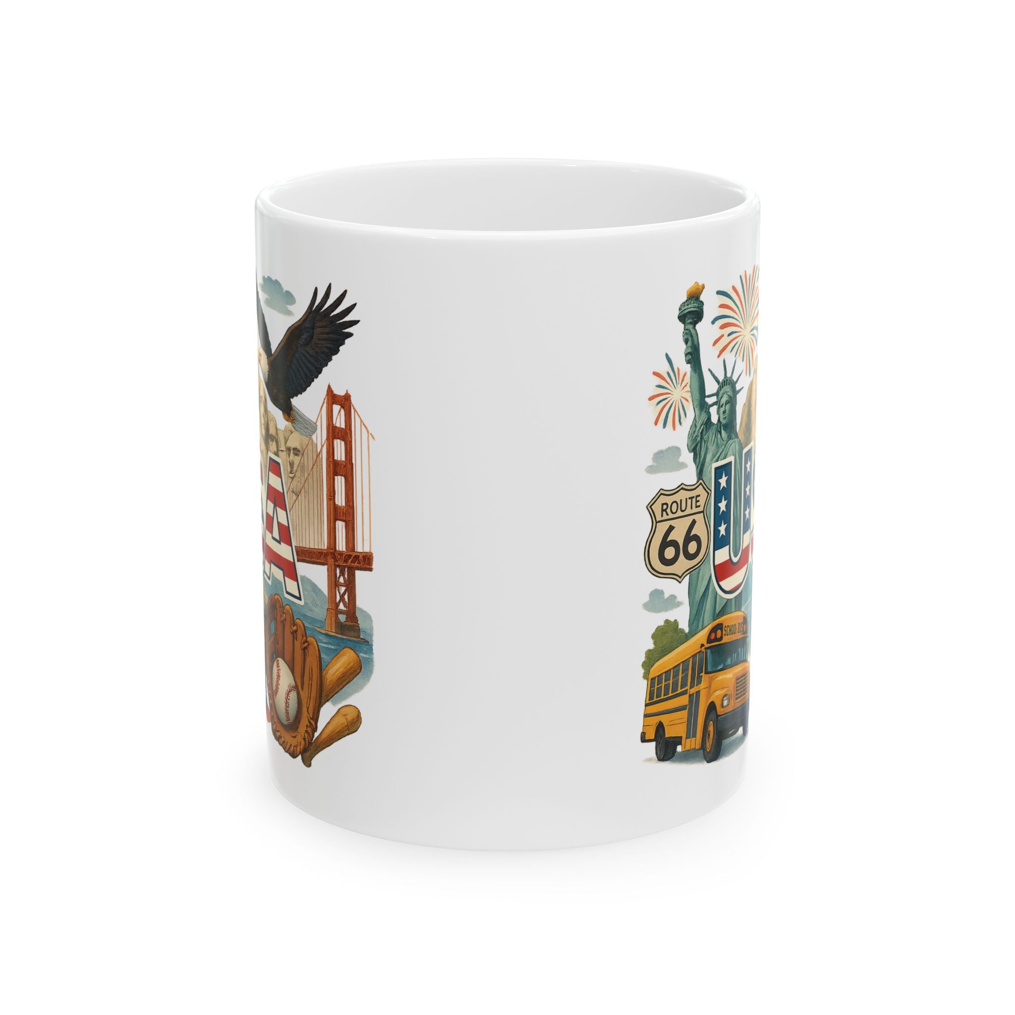USA Flag Ceramic Mug - 11oz Unique Coffee Cup Tea Mug Best Gift Travel Lovers