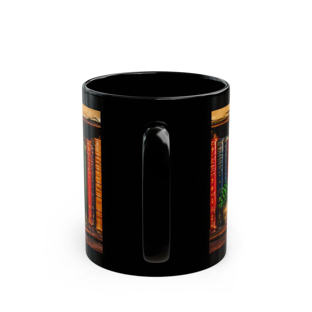 Funny 3D Bookshelf Mug Library Hole-in-Wall Coffee Cup Book Lover Gift Black Mug