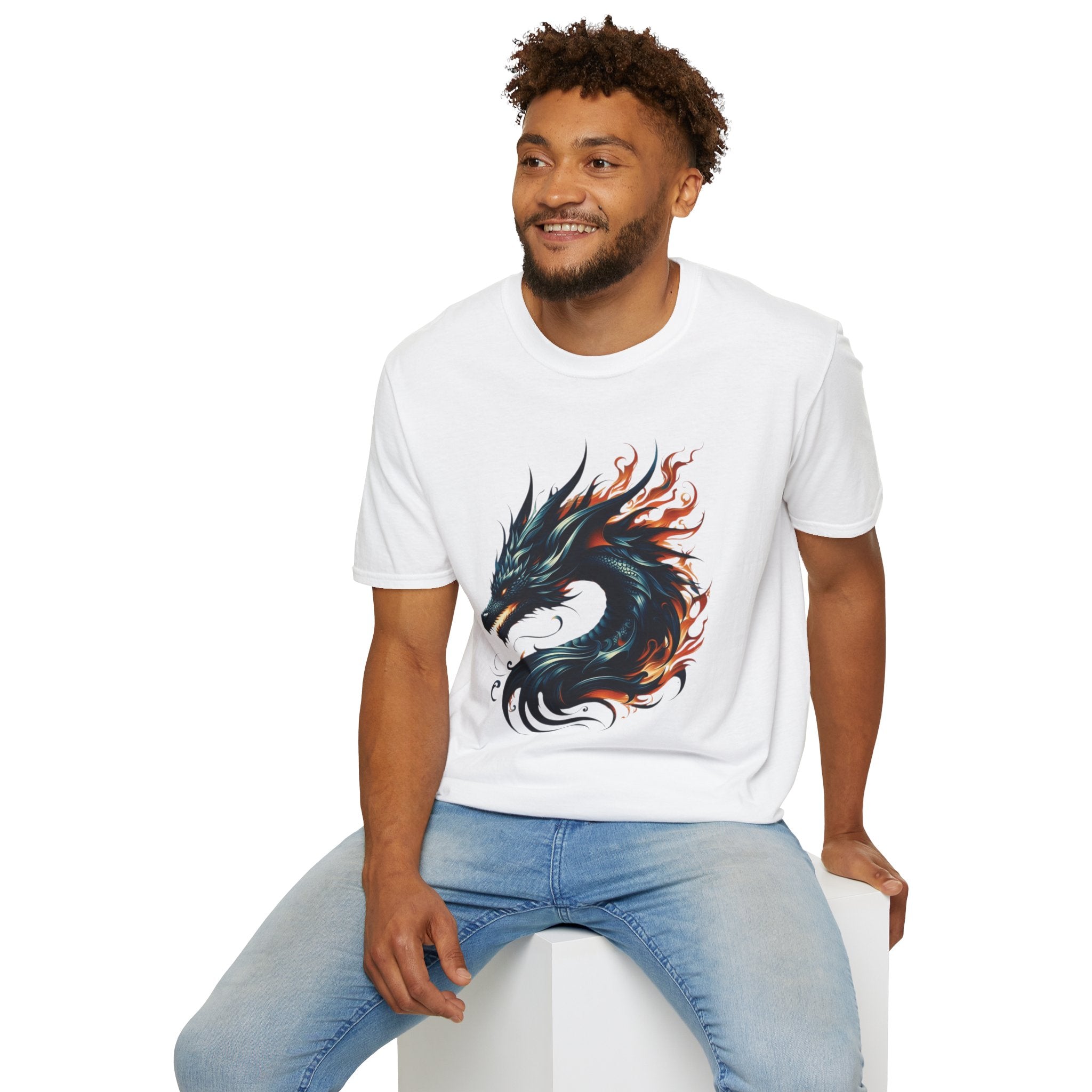 Dragon T-shirt Mens Graphic Tee Clothing Apparel Chinese Symbol Unisex Softstyle