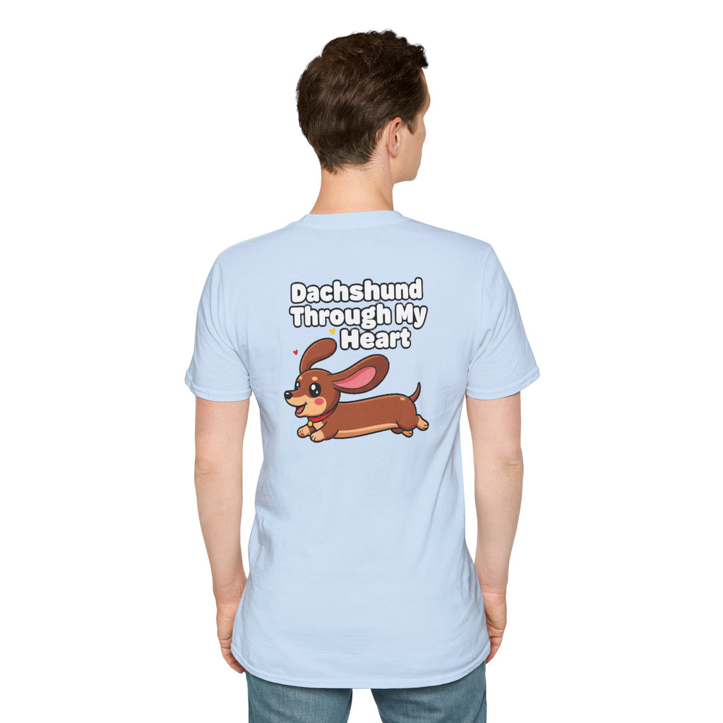 Cute Dachshund Shirt Dachshund Through My Heart Funny Dog Lover Unisex Softstyle Tee Gift