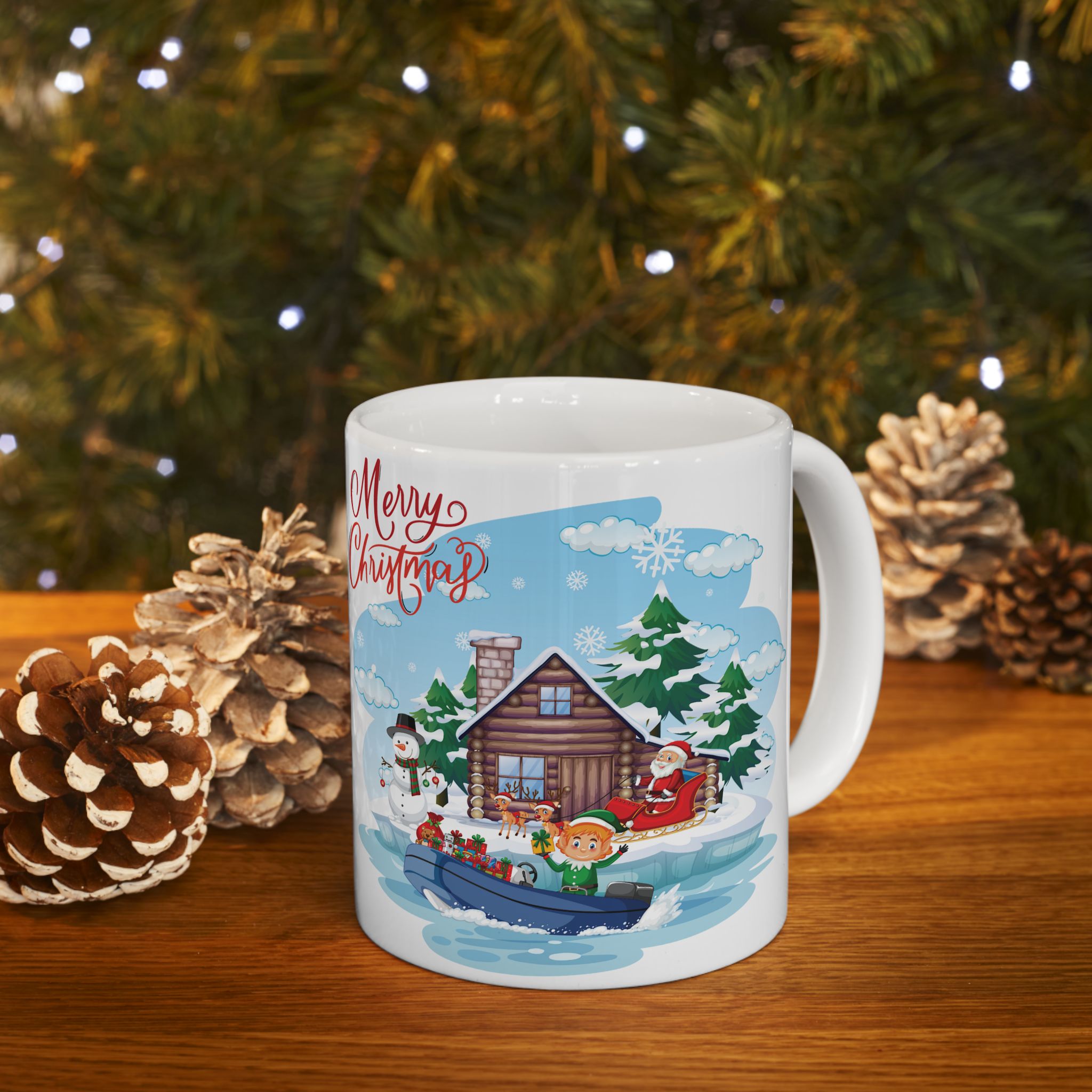 Christmas Mug Funny Santa Claus Mug Unique Snowman Cute Coffee Cup Tea Gift Kids 11oz