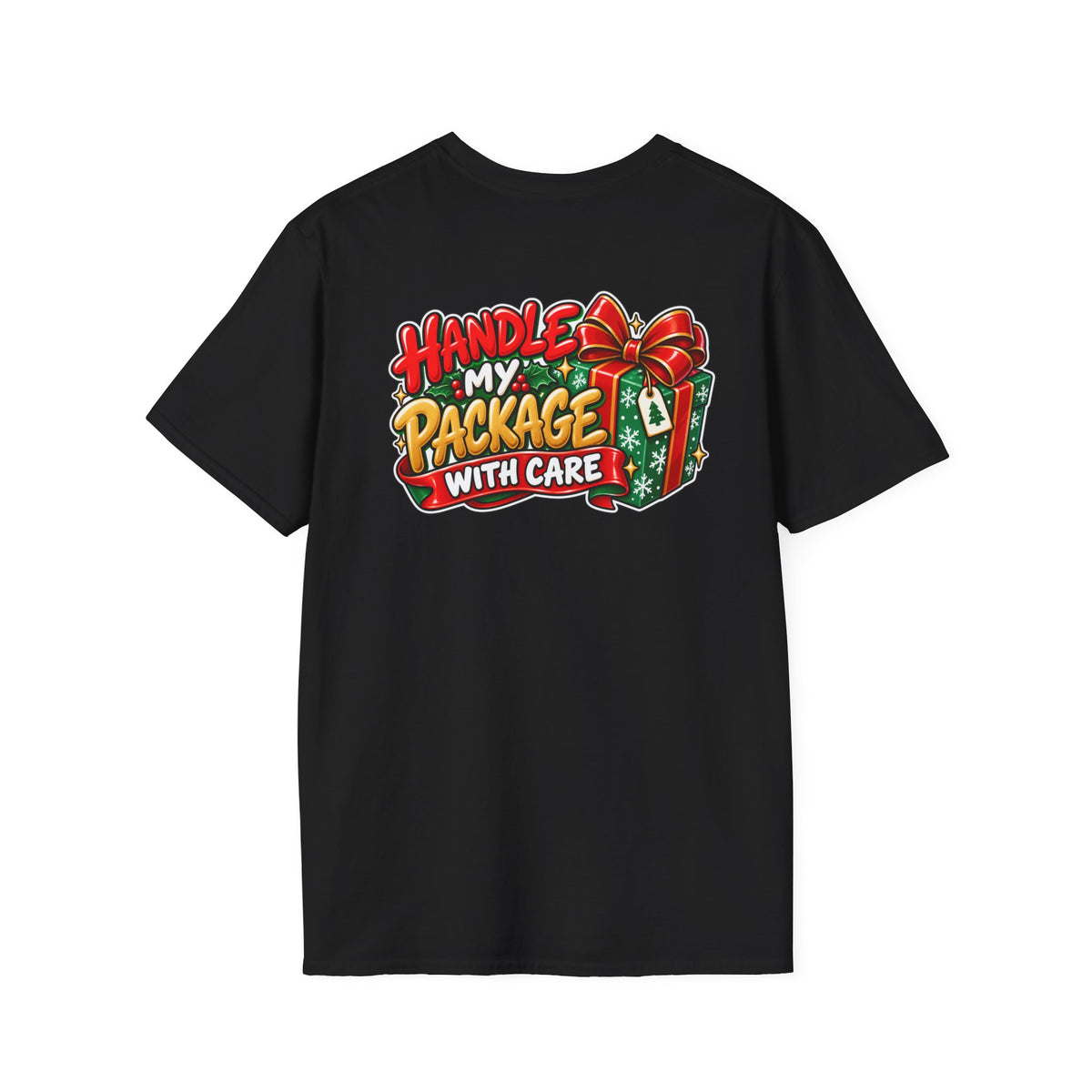Funny Christmas Pun Tee Cheeky Holiday Shirt Dark Humor Funny Shirt HANDLE MY PACKAGE WITH CARE T-Shirt Unique Gift