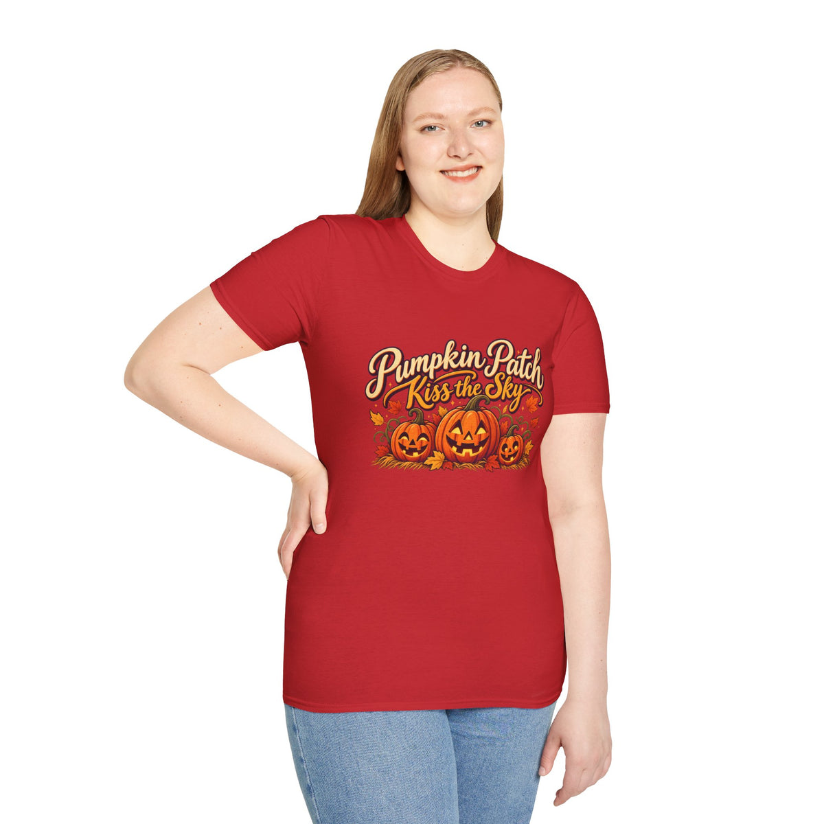 Pumpkin Patch Kiss the Sky Shirt | Cute Fall Jack-O'-Lantern Graphic Tee | Womens Halloween T-Shirt