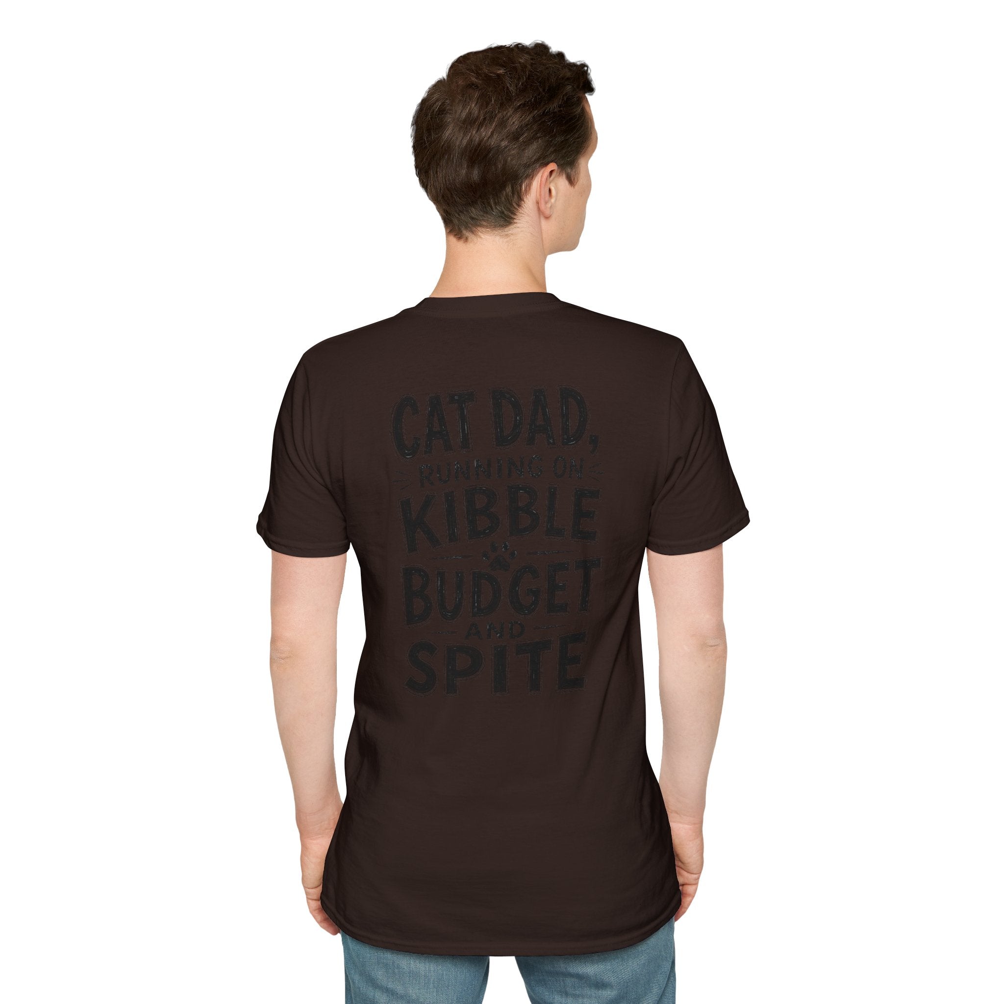 Cat Dad Shirt Running on Kibble Budget and Spite Dark Humor Tee Unique Gift Funny Tshirt
