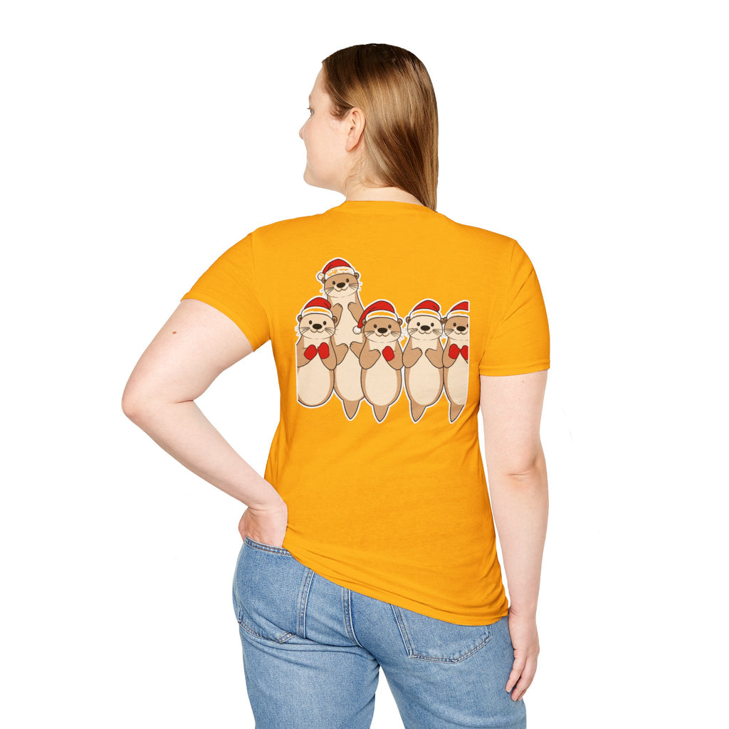 Christmas Otters Family T-Shirt | Cute Cartoon Holiday Design Unique Shirt Gift