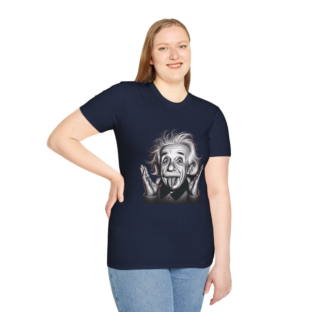 Funny Albert Einstein Print T-Shirt Unisex Softstyle T-Shirt Cotton Unique Gift