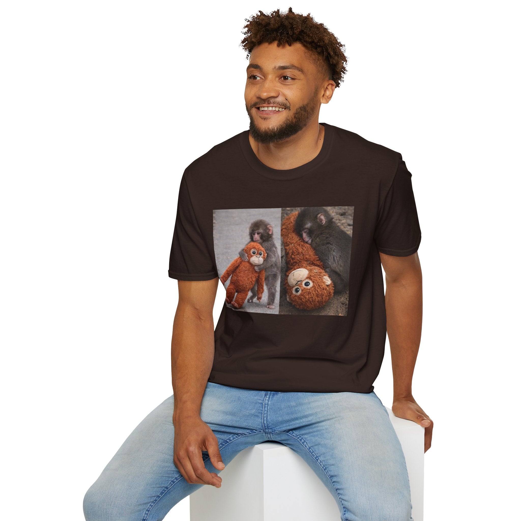 Funny Punch Monkey Viral Animal Tshirt Cute Trendy Unisex Softstyle T-Shirt Gift