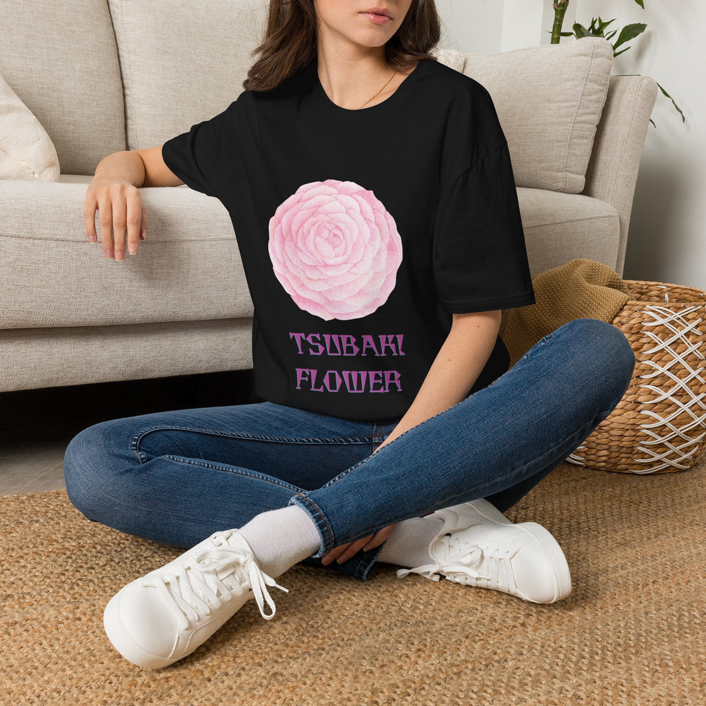 Tsubaki Japanese Camellia Unisex Softstyle T-Shirt Gift Cotton Japan Art Flower