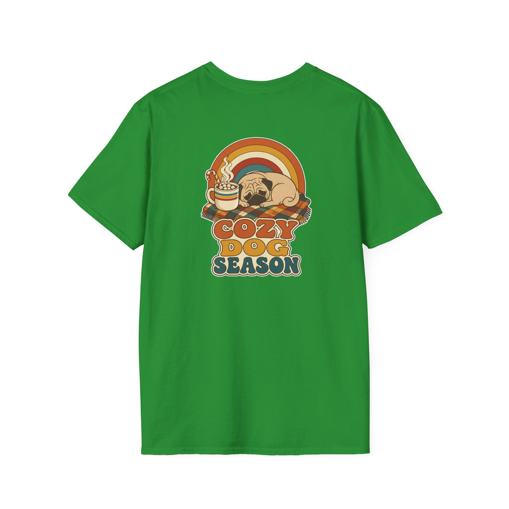 Retro Christmas Dog T-Shirt Cozy Dog Season Vintage Dog Lover Shirt Unisex Softstyle Tee Christmas Gift