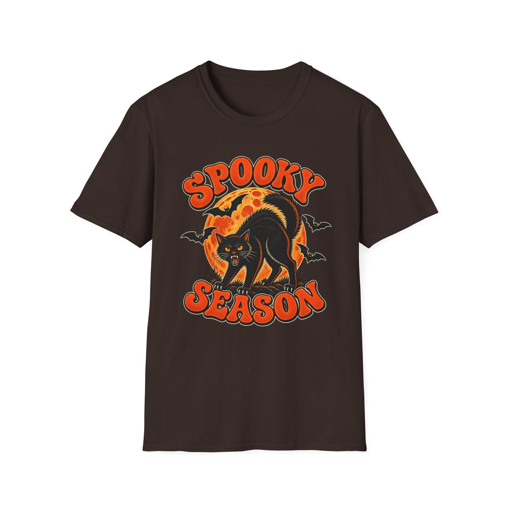 Retro Black Cat Halloween Shirt | Vintage Spooky Season Graphic Tee | Womens Halloween T-Shirt
