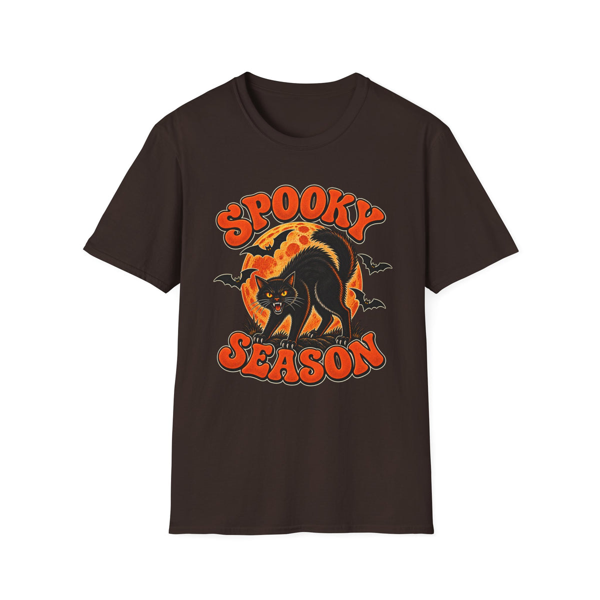 Retro Black Cat Halloween Shirt | Vintage Spooky Season Graphic Tee | Womens Halloween T-Shirt
