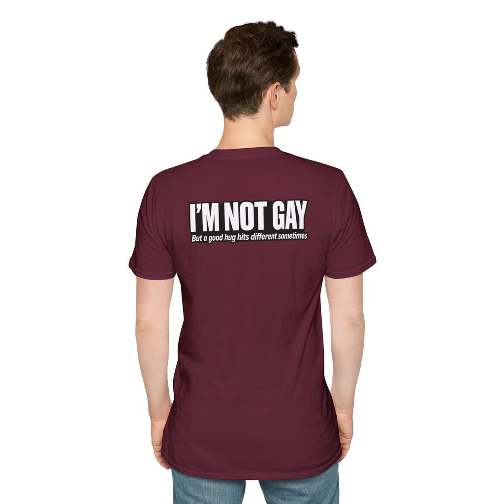 Dark Humor Funny Tshirt I'm not Gay but a Hug huts different Tee Unique Gift Unisex Softsyle Shirt