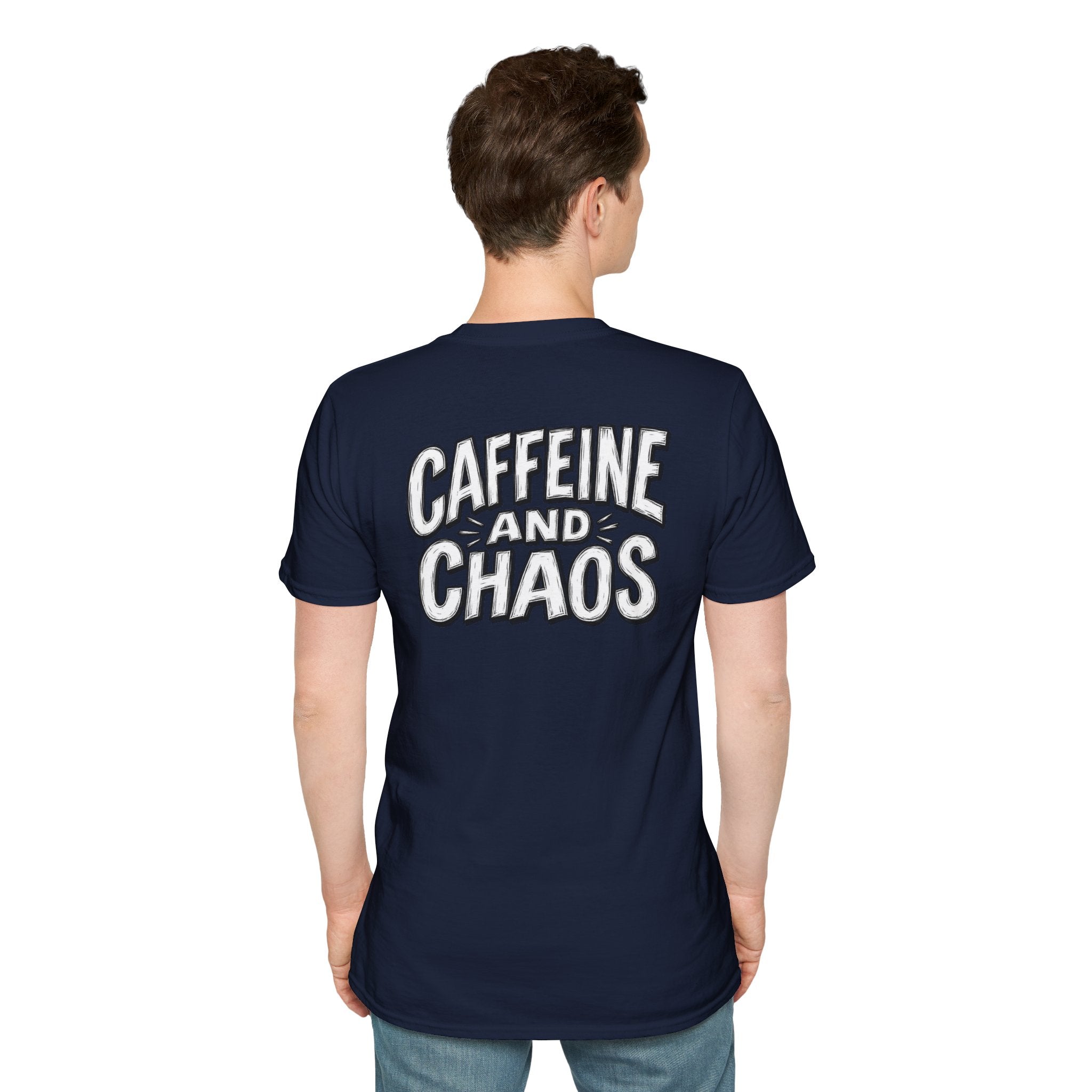 Funny Caffeine and Chaos Shirt Coffee Lover Graphic Tee Dark Humor Tshirt Funny Office Tshirt