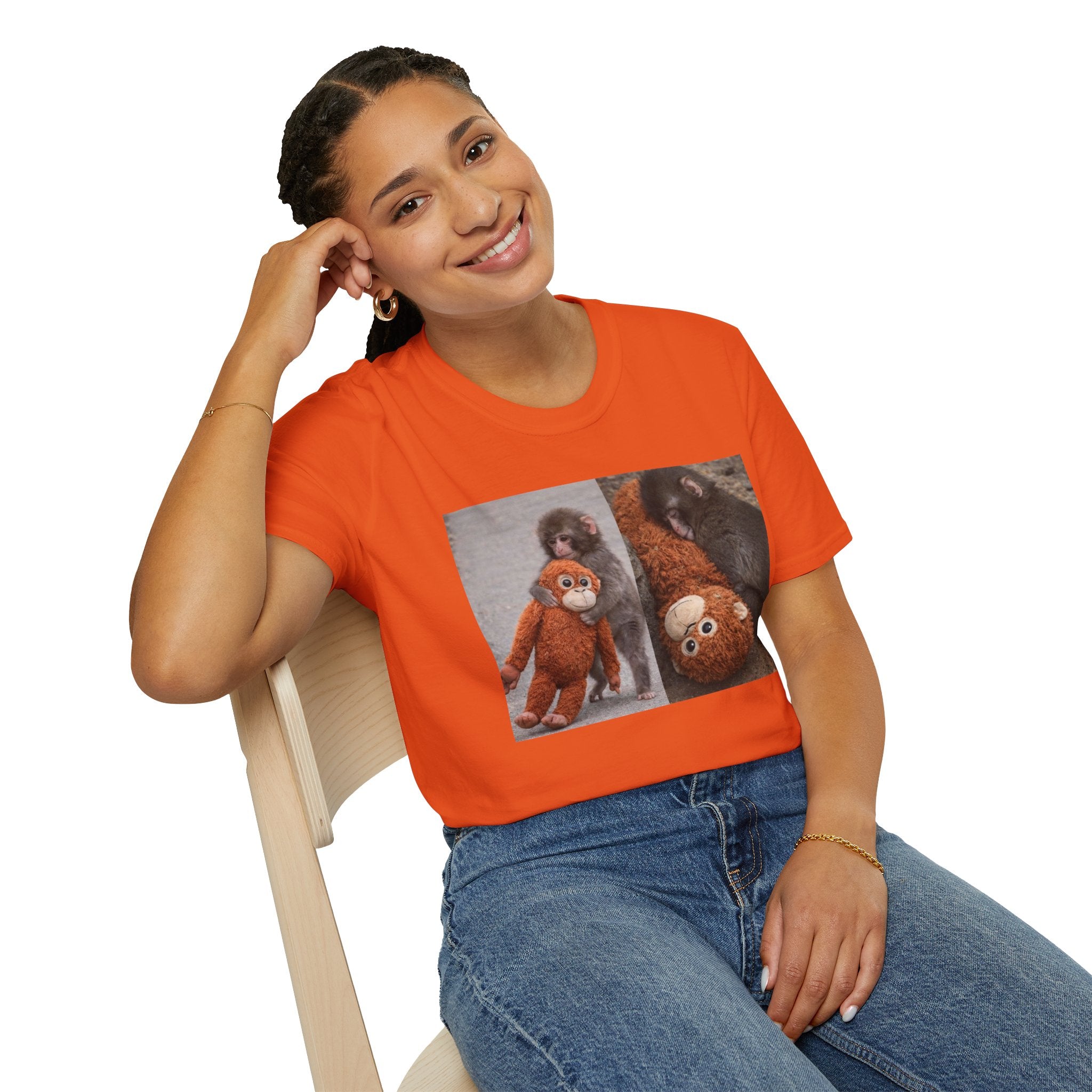 Funny Punch Monkey Viral Animal Tshirt Cute Trendy Unisex Softstyle T-Shirt Gift