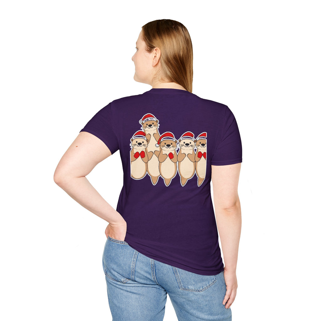 Christmas Otters Family T-Shirt | Cute Cartoon Holiday Design Unique Shirt Gift