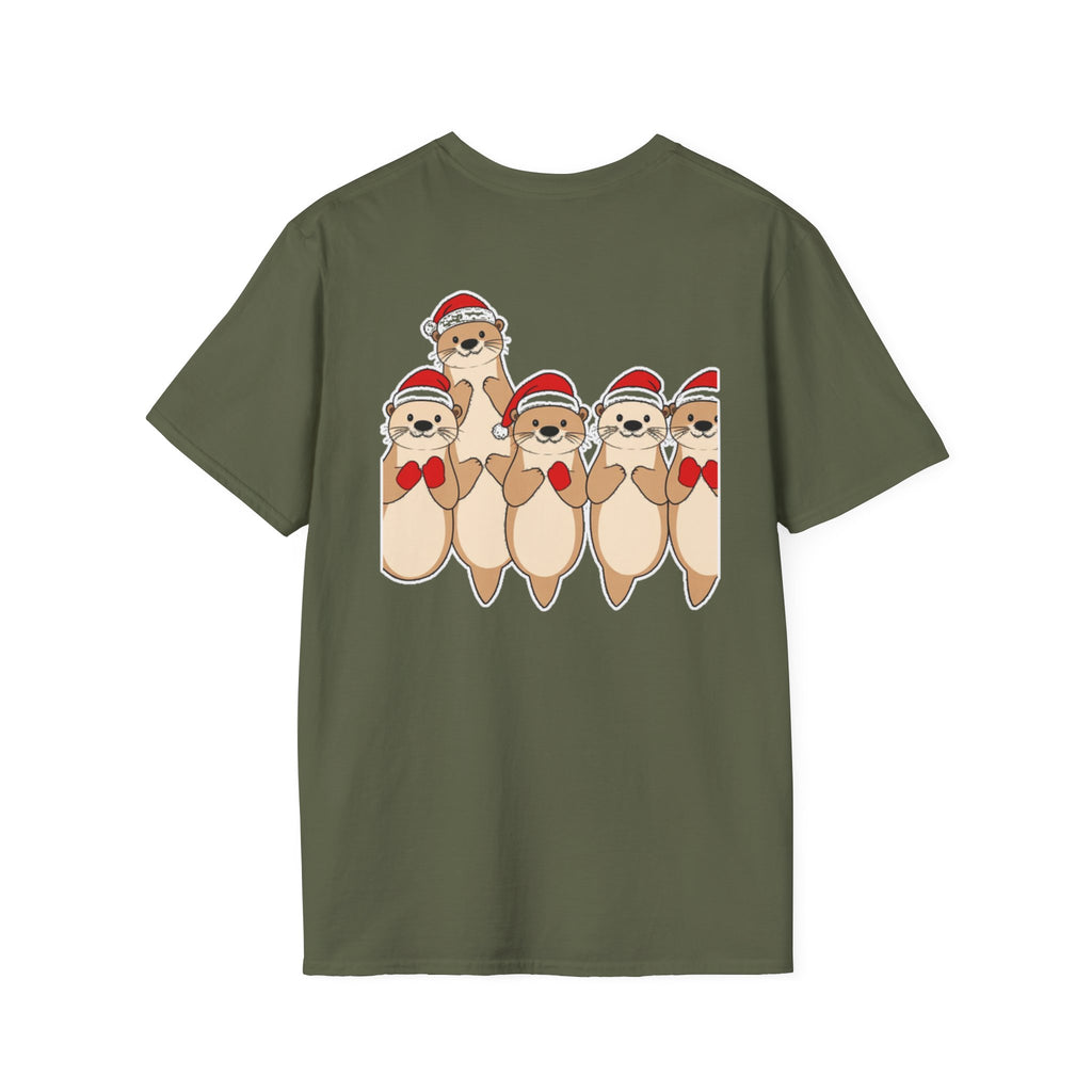 Christmas Otters Family T-Shirt | Cute Cartoon Holiday Design Unique Shirt Gift
