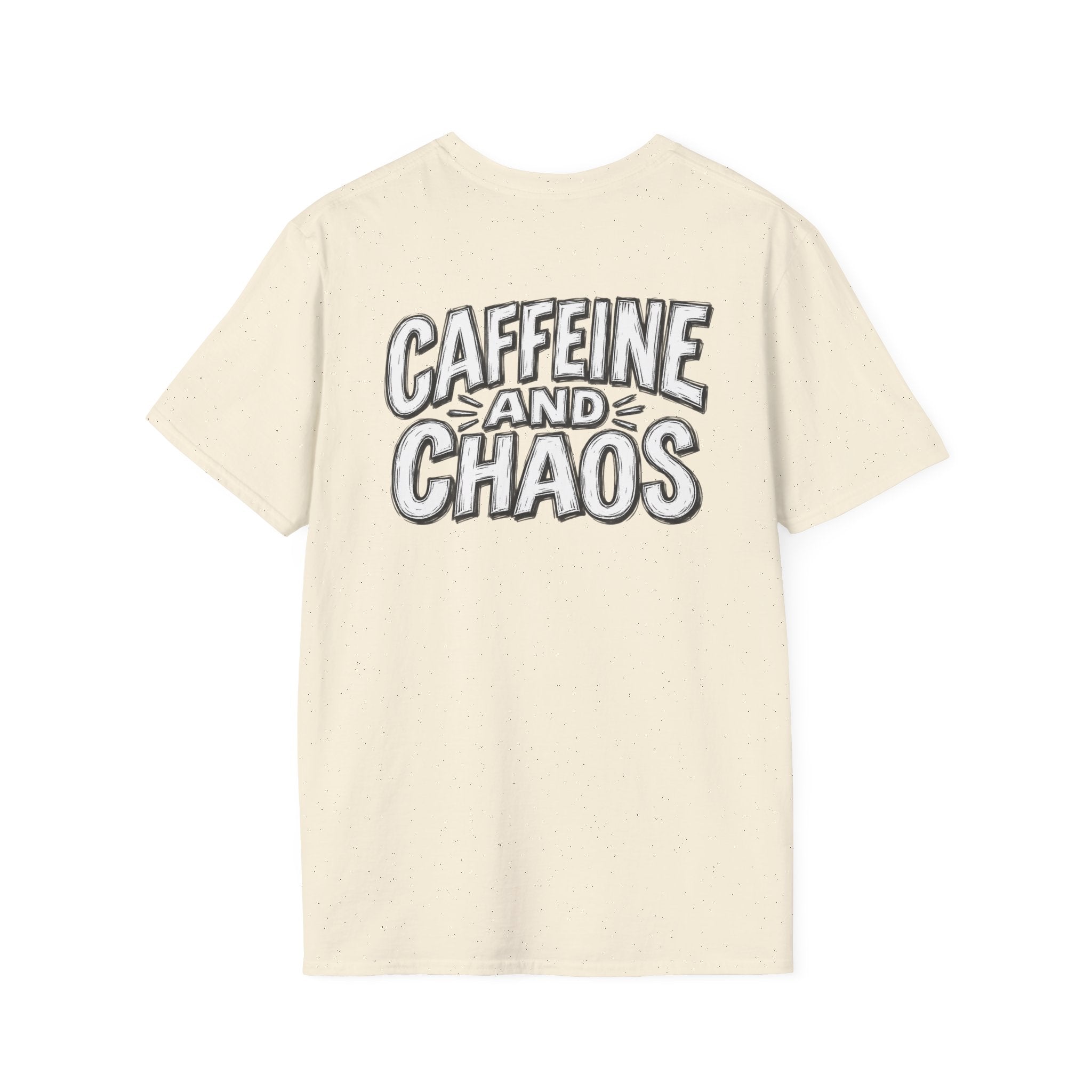 Funny Caffeine and Chaos Shirt Coffee Lover Graphic Tee Dark Humor Tshirt Funny Office Tshirt
