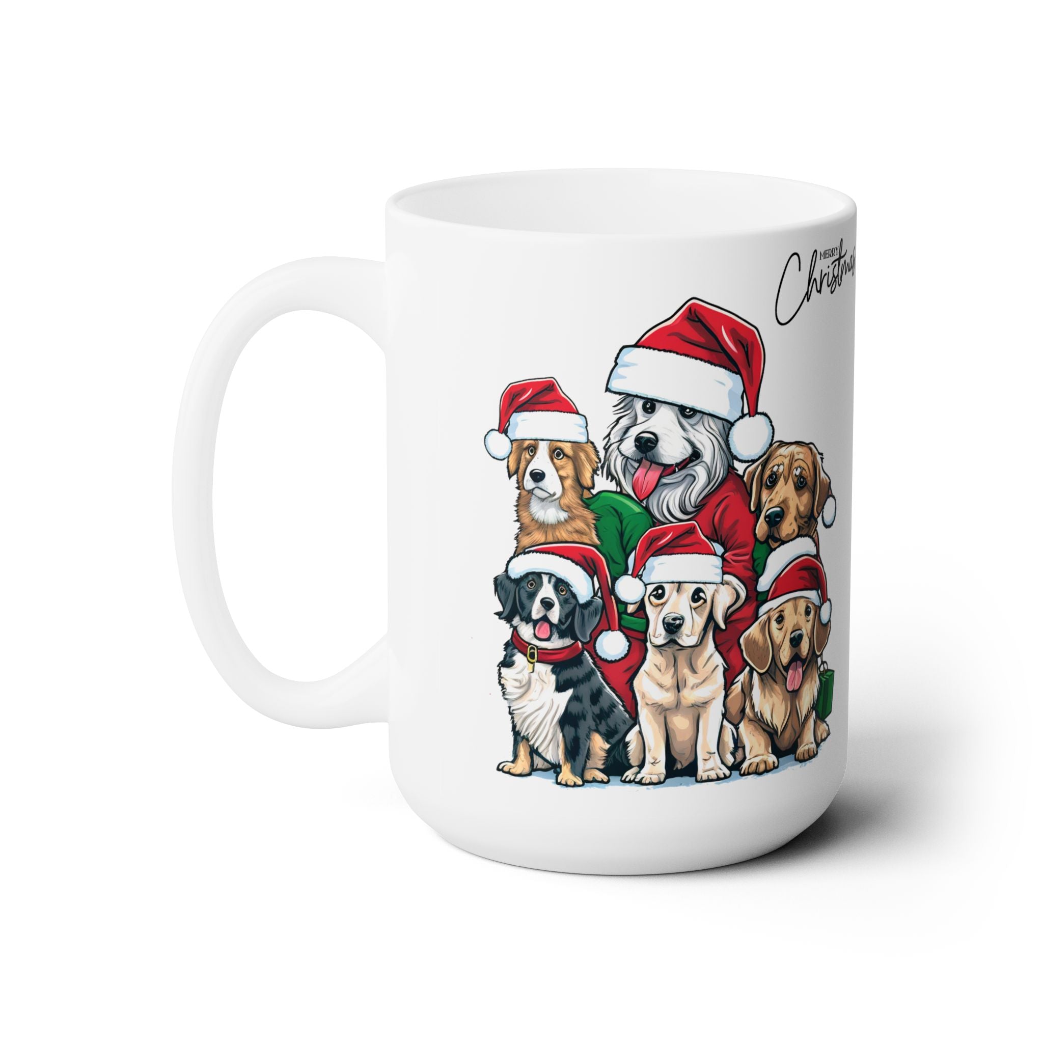 Christmas Mug Dogs Unique Best Gift White Ceramic Mug Merry Christmas Cup 15oz