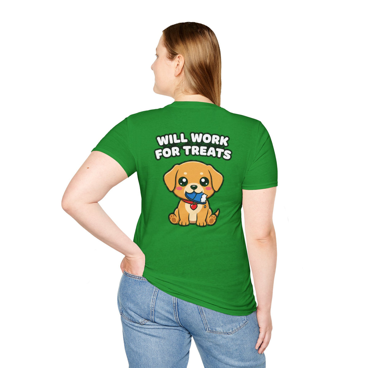 Cute Labrador Shirt Will Work For Treats Funny Dog Lover Unisex Softstyle Tee Gift