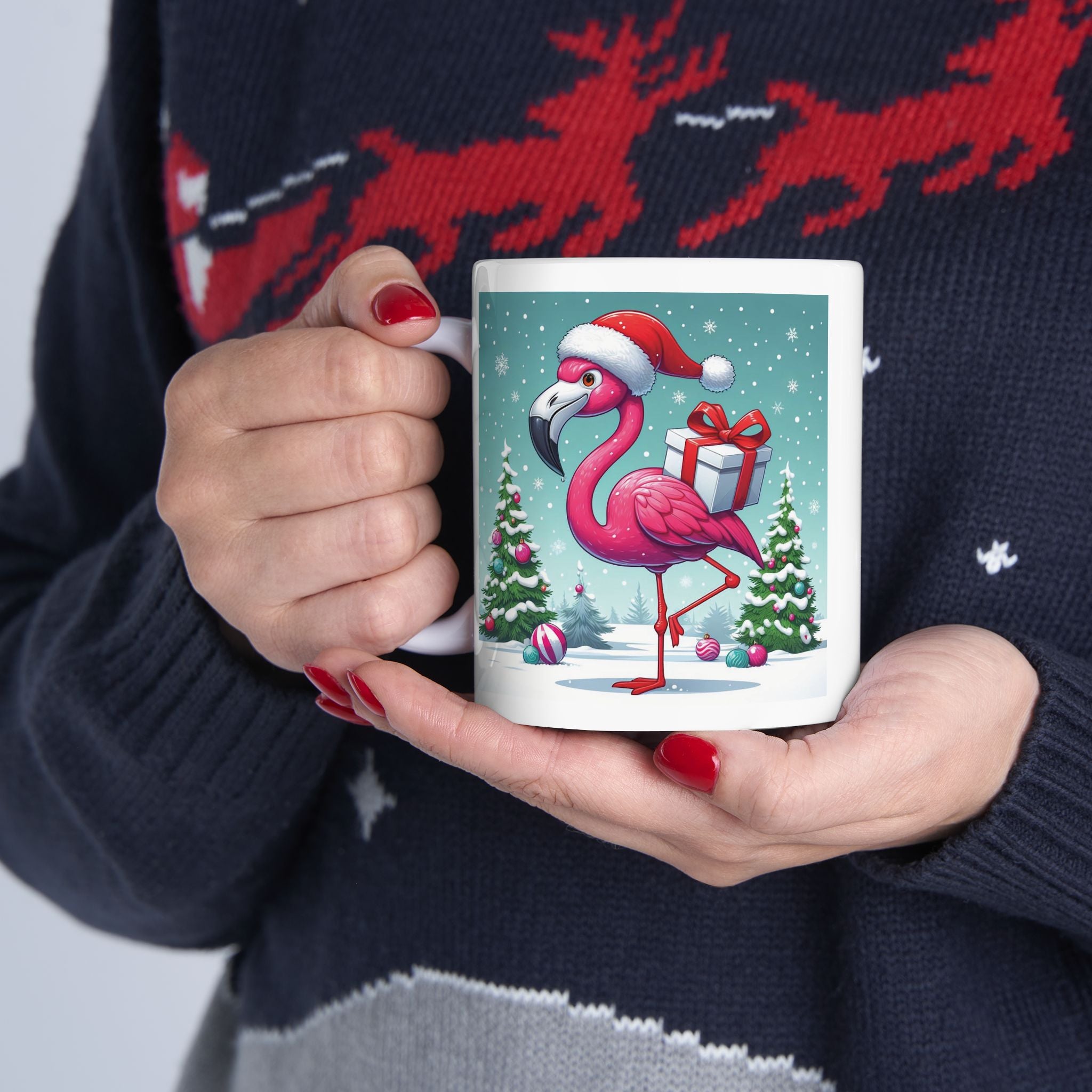 Christmas Mug Pink Flamingo Mug Holiday Unique Coffee Cup Funny Christmas Gift 2026