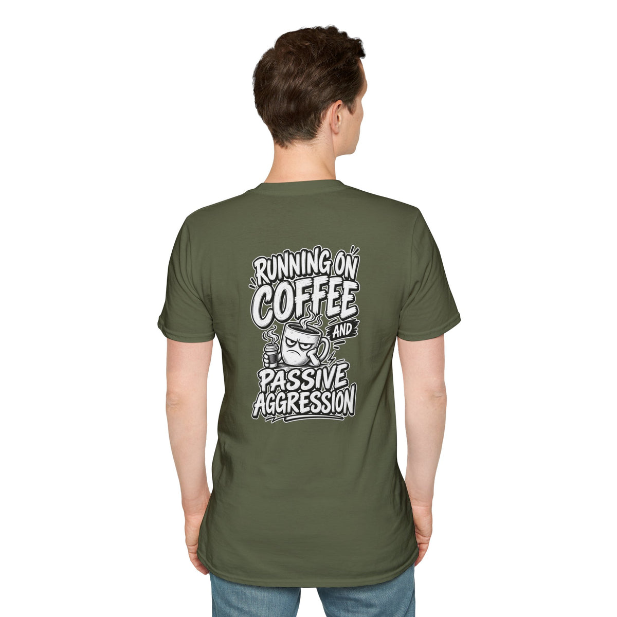 Funny Dark Humor Tshirt Running on Coffee and Passive Aggression Funny Office Tee Gift