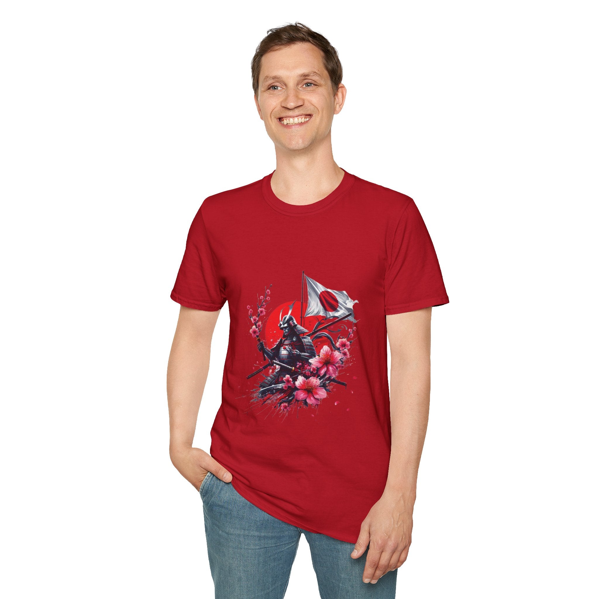Japan Unisex Softstyle T-Shirt Japanese Art Sakura Samurai Cotton Gift Unique